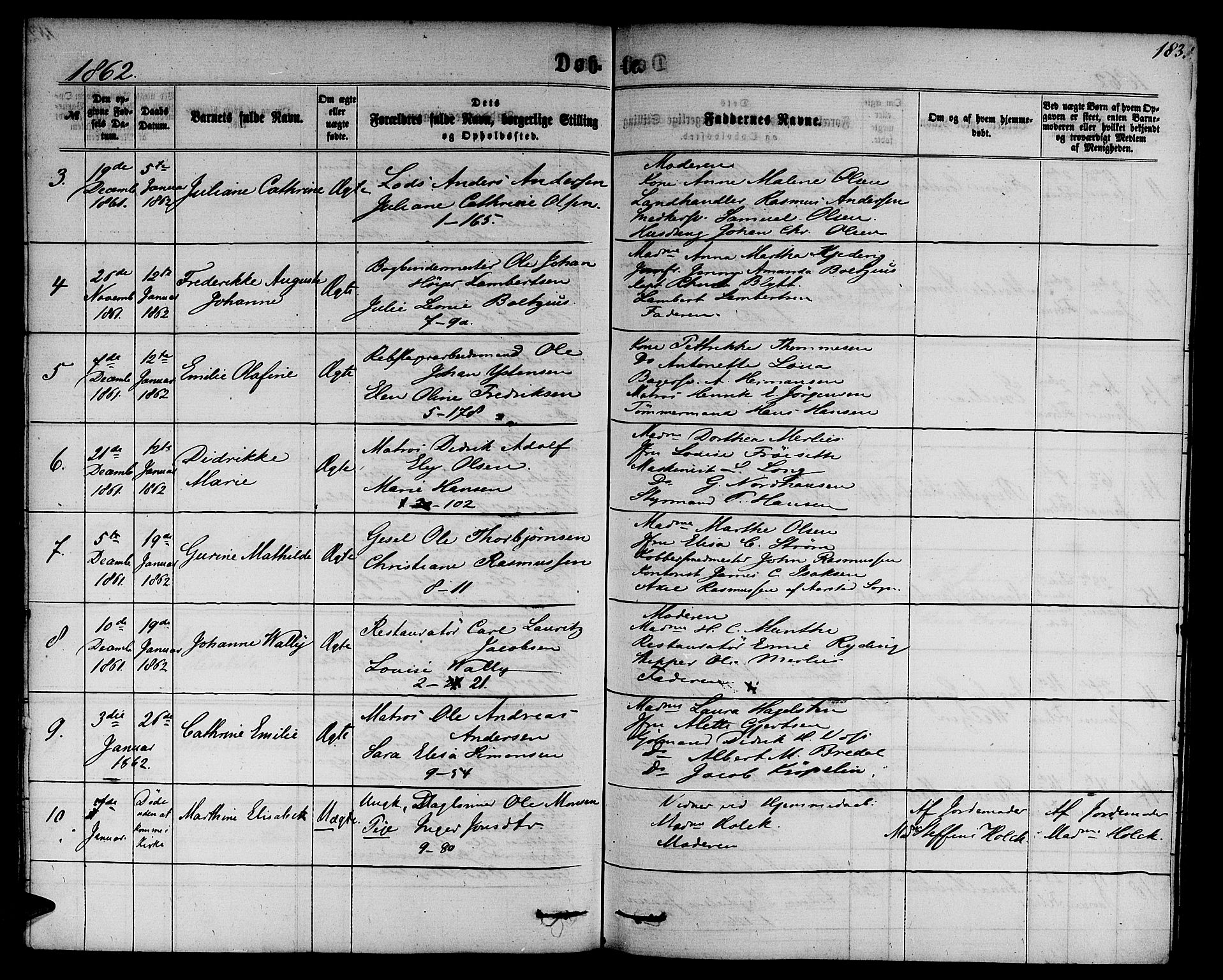 Nykirken Sokneprestembete, AV/SAB-A-77101/H/Hab: Klokkerbok nr. B 2, 1859-1868, s. 183