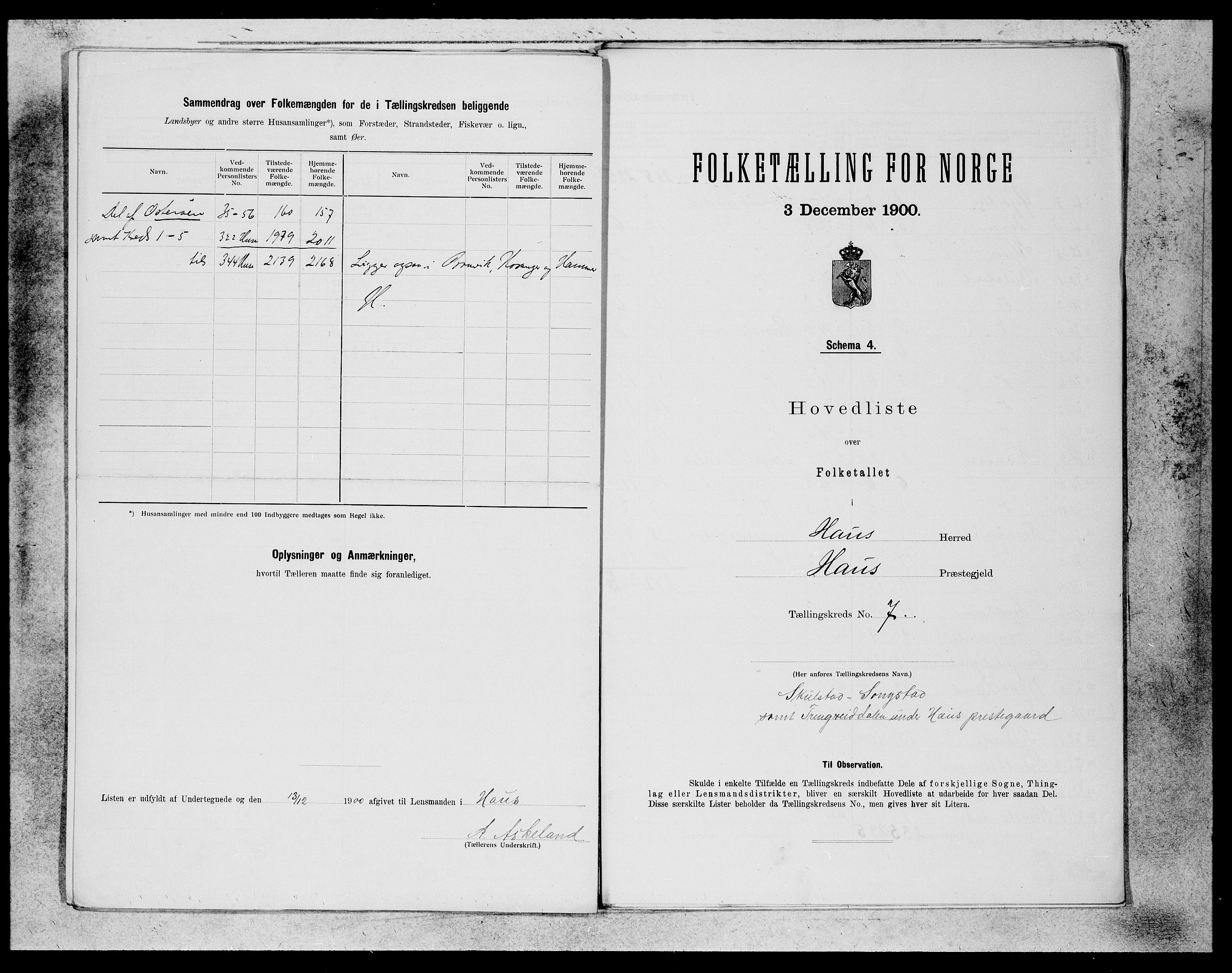 SAB, Folketelling 1900 for 1250 Haus herred, 1900, s. 13