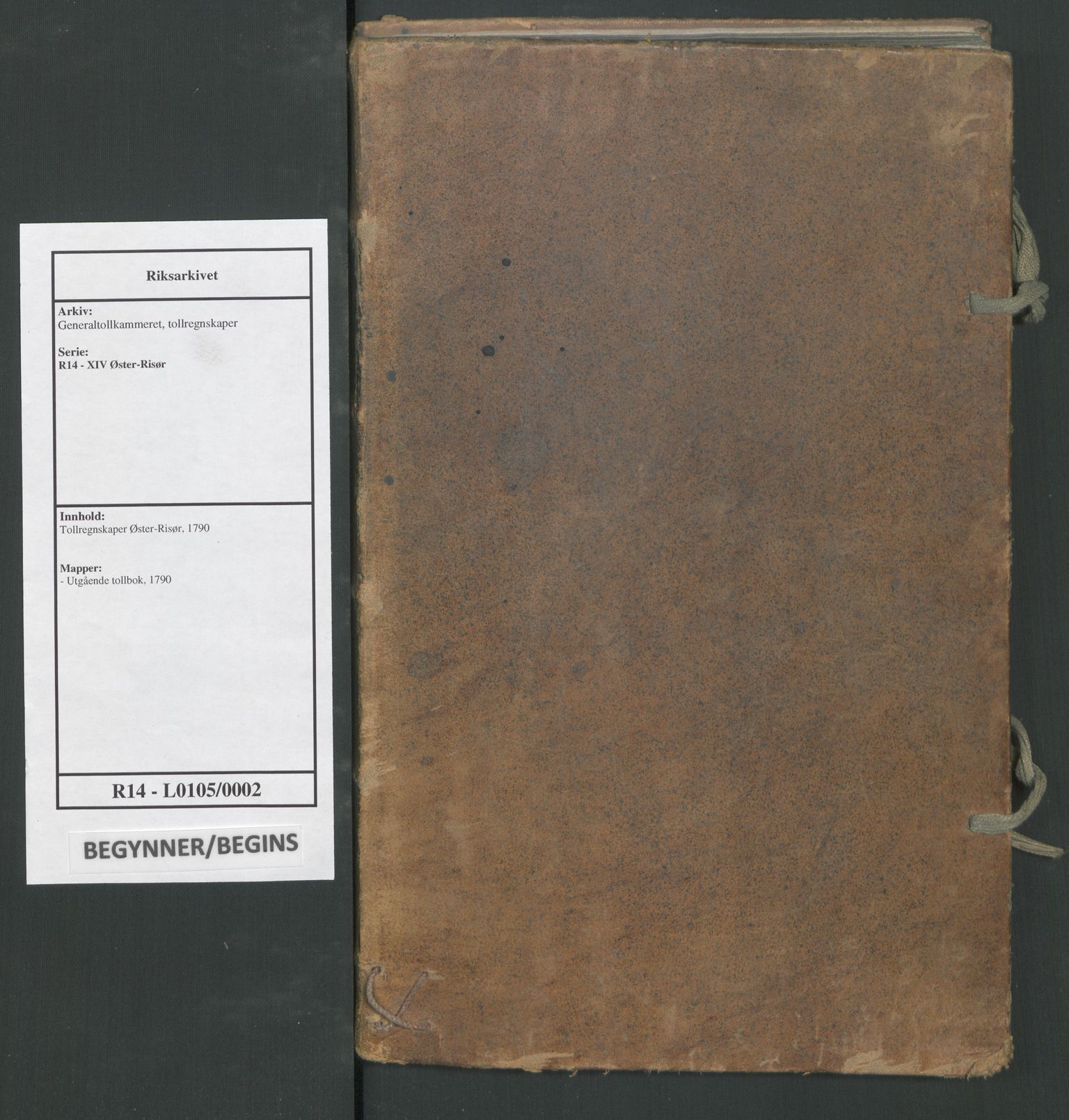 Generaltollkammeret, tollregnskaper, RA/EA-5490/R14/L0105/0002: Tollregnskaper Øster-Risør / Utgående tollbok, 1790