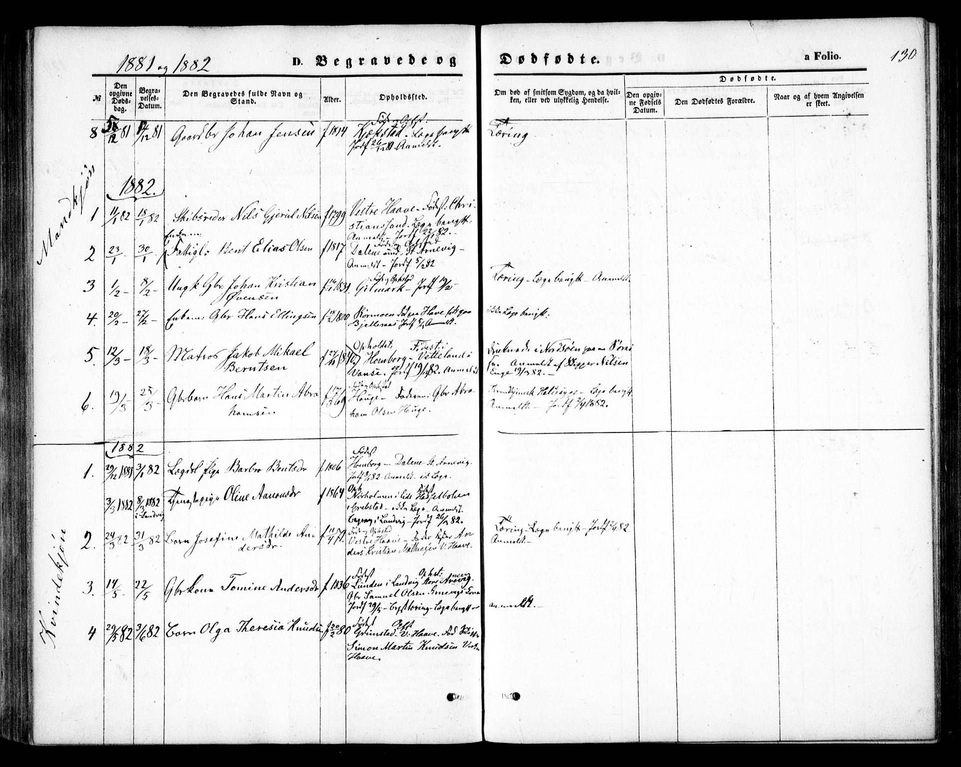 Hommedal sokneprestkontor, SAK/1111-0023/F/Fa/Faa/L0002: Ministerialbok nr. A 2, 1861-1884, s. 130