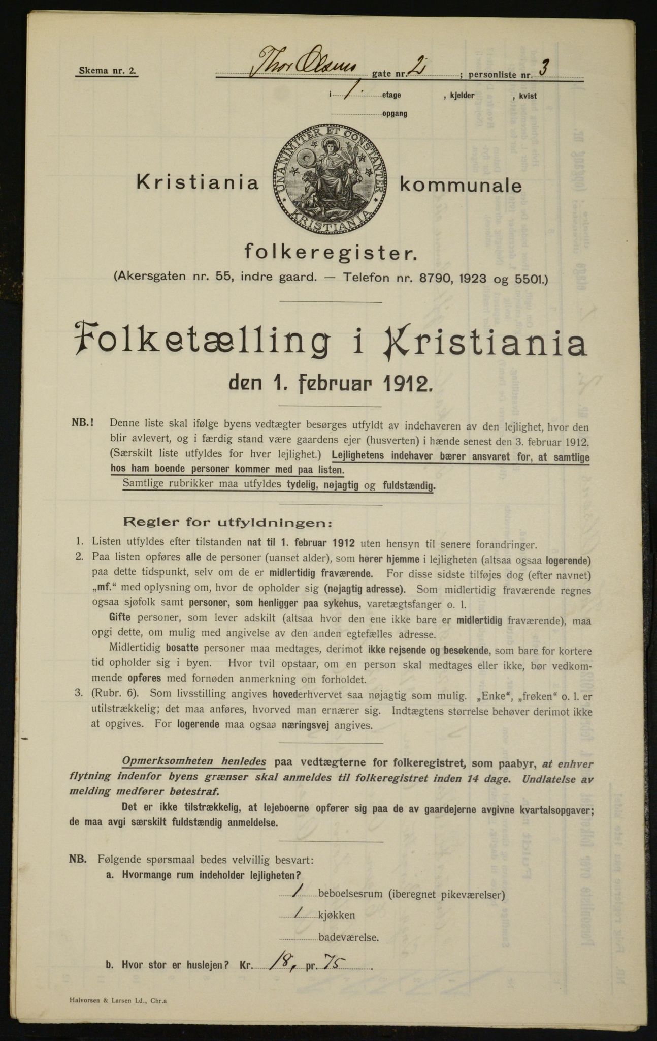 OBA, Kommunal folketelling 1.2.1912 for Kristiania, 1912, s. 109253