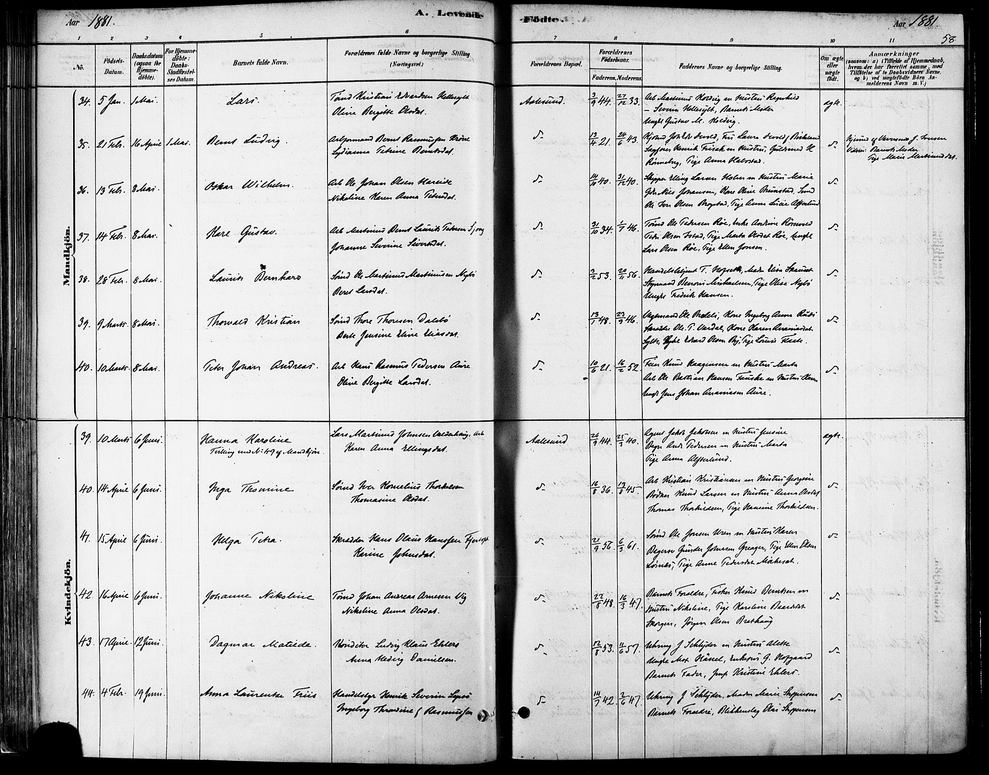 Ministerialprotokoller, klokkerbøker og fødselsregistre - Møre og Romsdal, AV/SAT-A-1454/529/L0454: Ministerialbok nr. 529A04, 1878-1885, s. 58