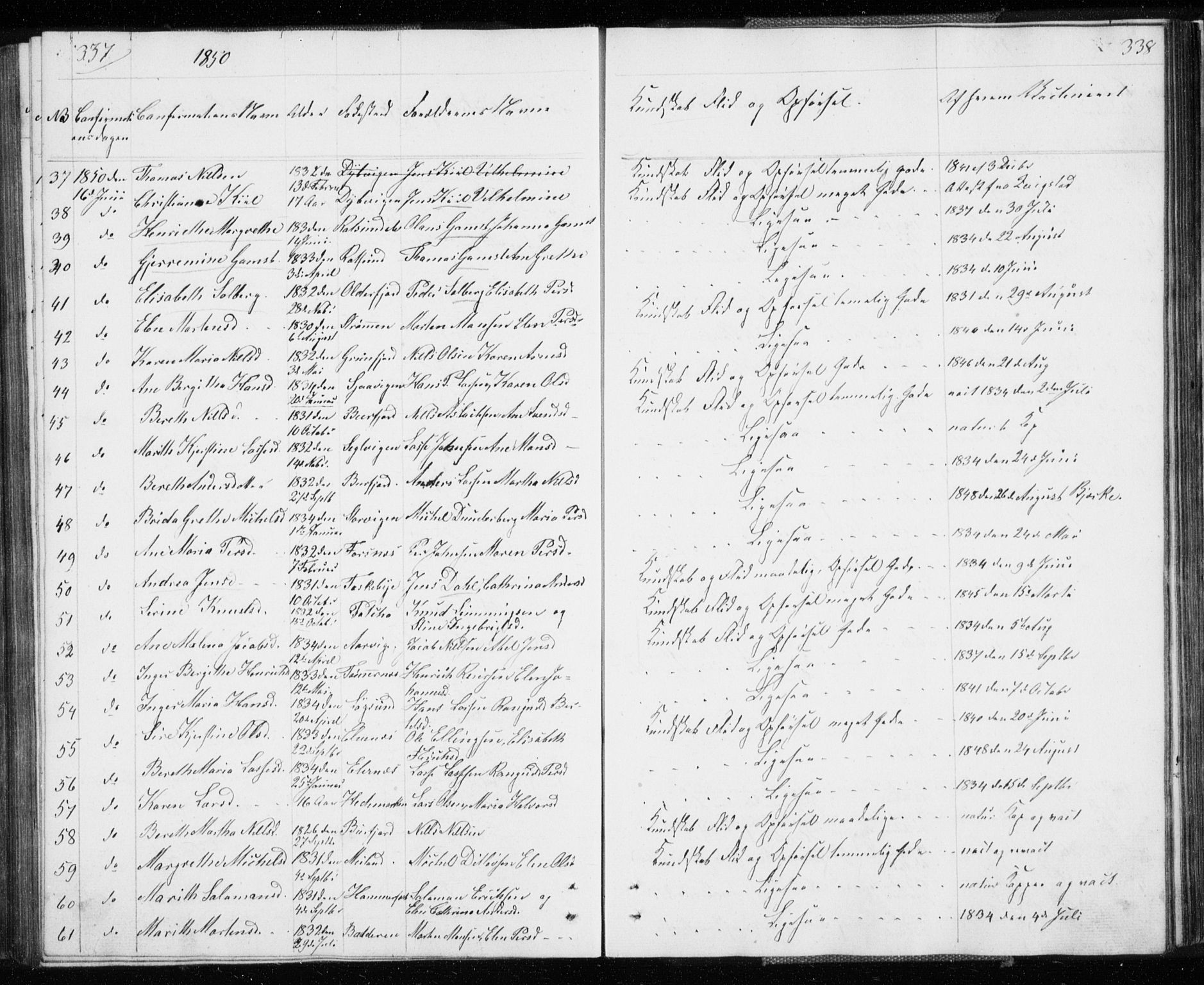 Skjervøy sokneprestkontor, AV/SATØ-S-1300/H/Ha/Hab/L0003klokker: Klokkerbok nr. 3, 1849-1861, s. 337-338