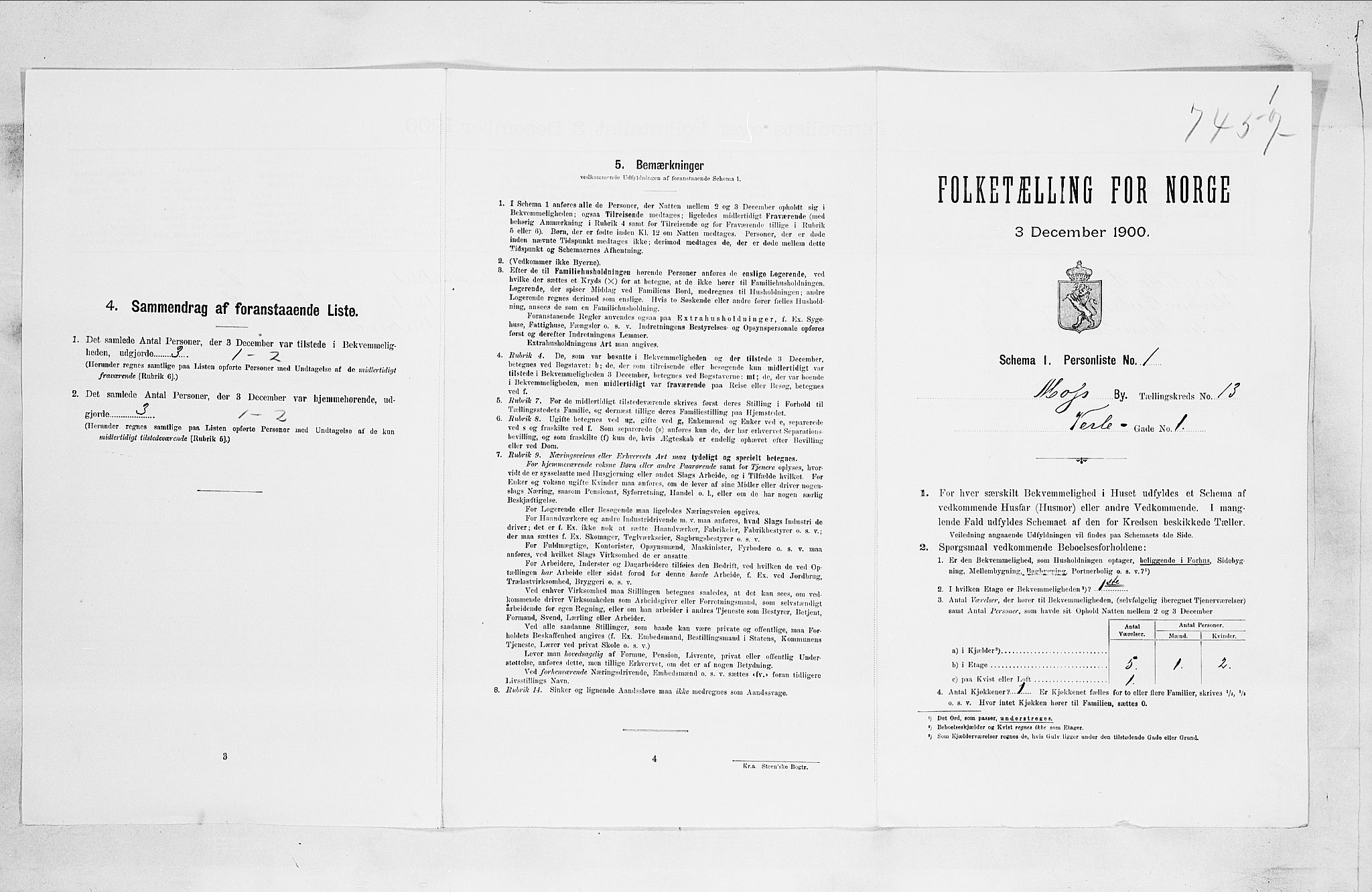 SAO, Folketelling 1900 for 0104 Moss kjøpstad, 1900