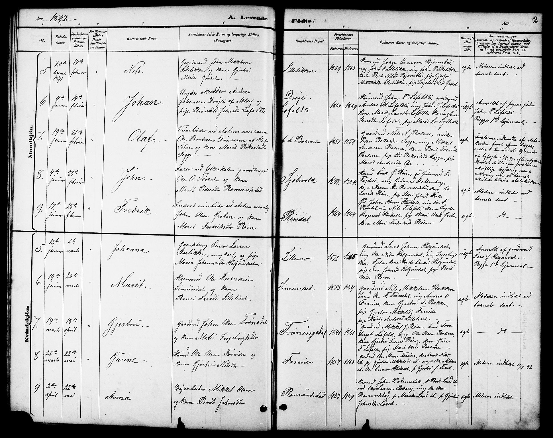 Ministerialprotokoller, klokkerbøker og fødselsregistre - Møre og Romsdal, AV/SAT-A-1454/598/L1078: Klokkerbok nr. 598C03, 1892-1909, s. 2