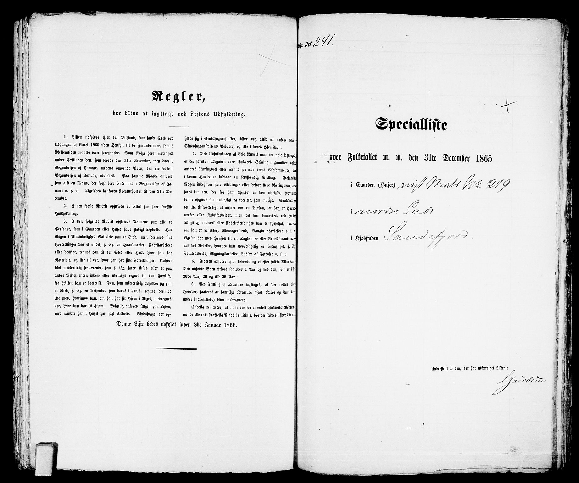 RA, Folketelling 1865 for 0706B Sandeherred prestegjeld, Sandefjord kjøpstad, 1865, s. 491