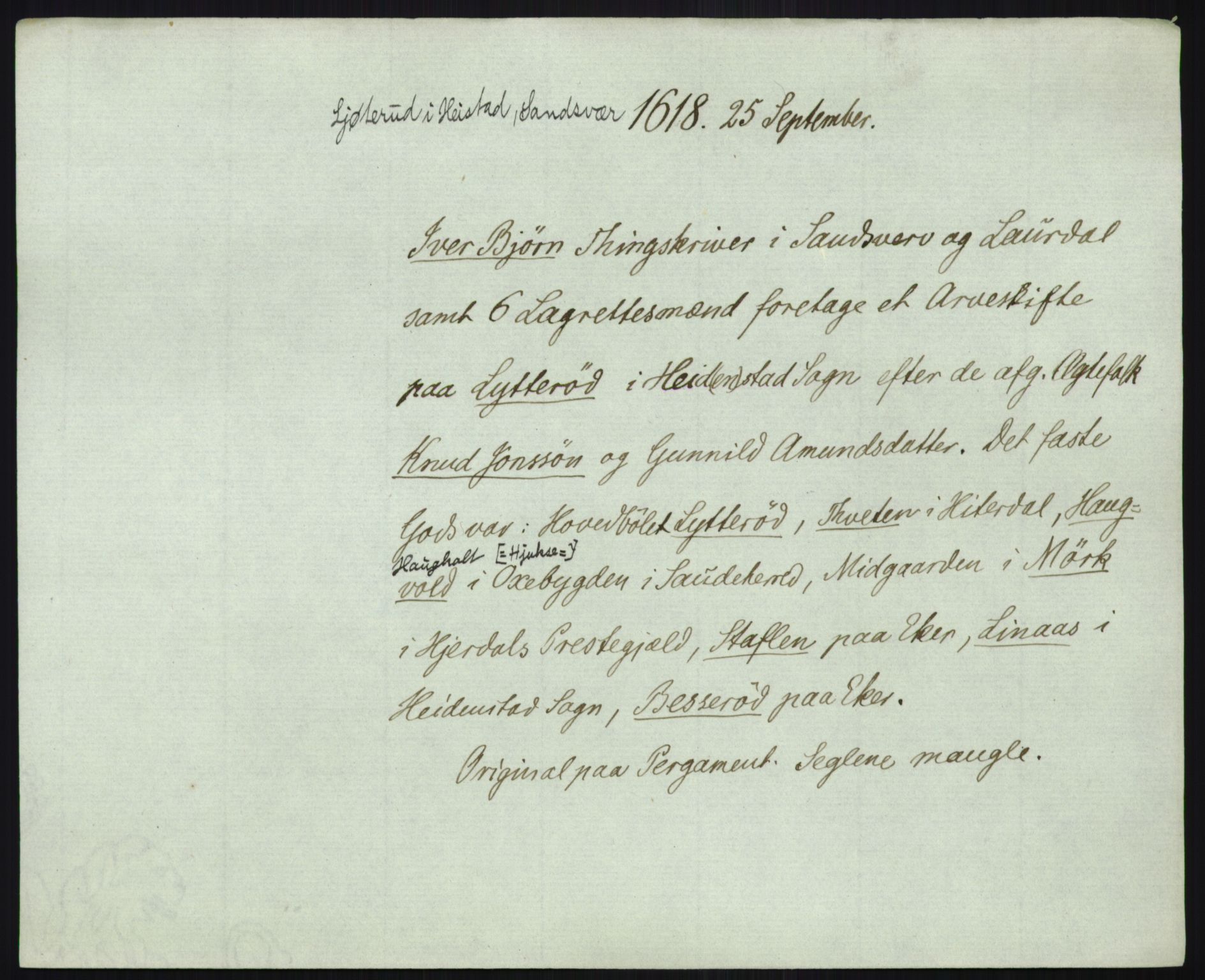 Riksarkivets diplomsamling, AV/RA-EA-5965/F35/F35b/L0006: Riksarkivets diplomer, seddelregister, 1613-1624, s. 335