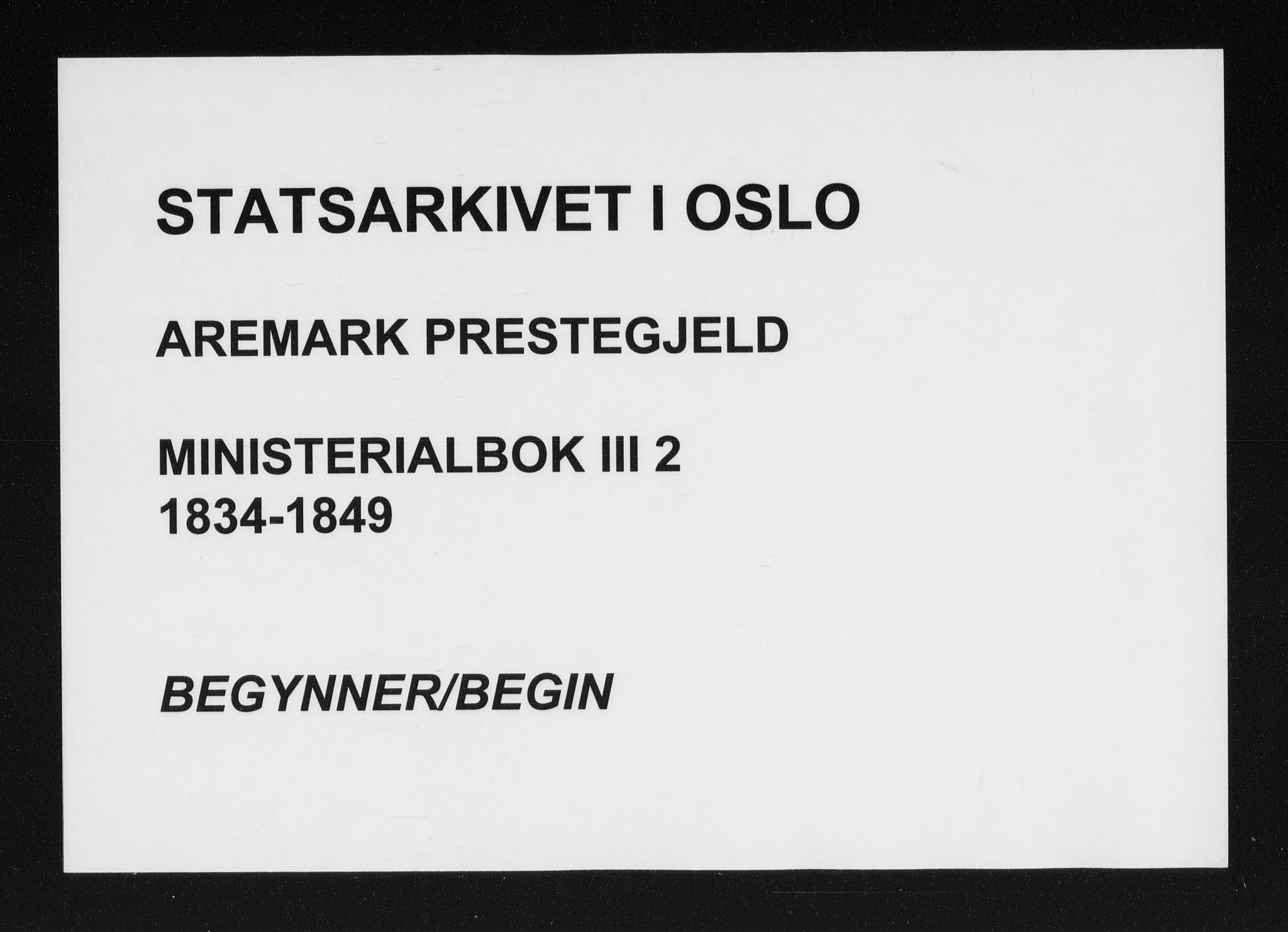 Aremark prestekontor Kirkebøker, AV/SAO-A-10899/F/Fc/L0002: Ministerialbok nr. III 2, 1834-1849
