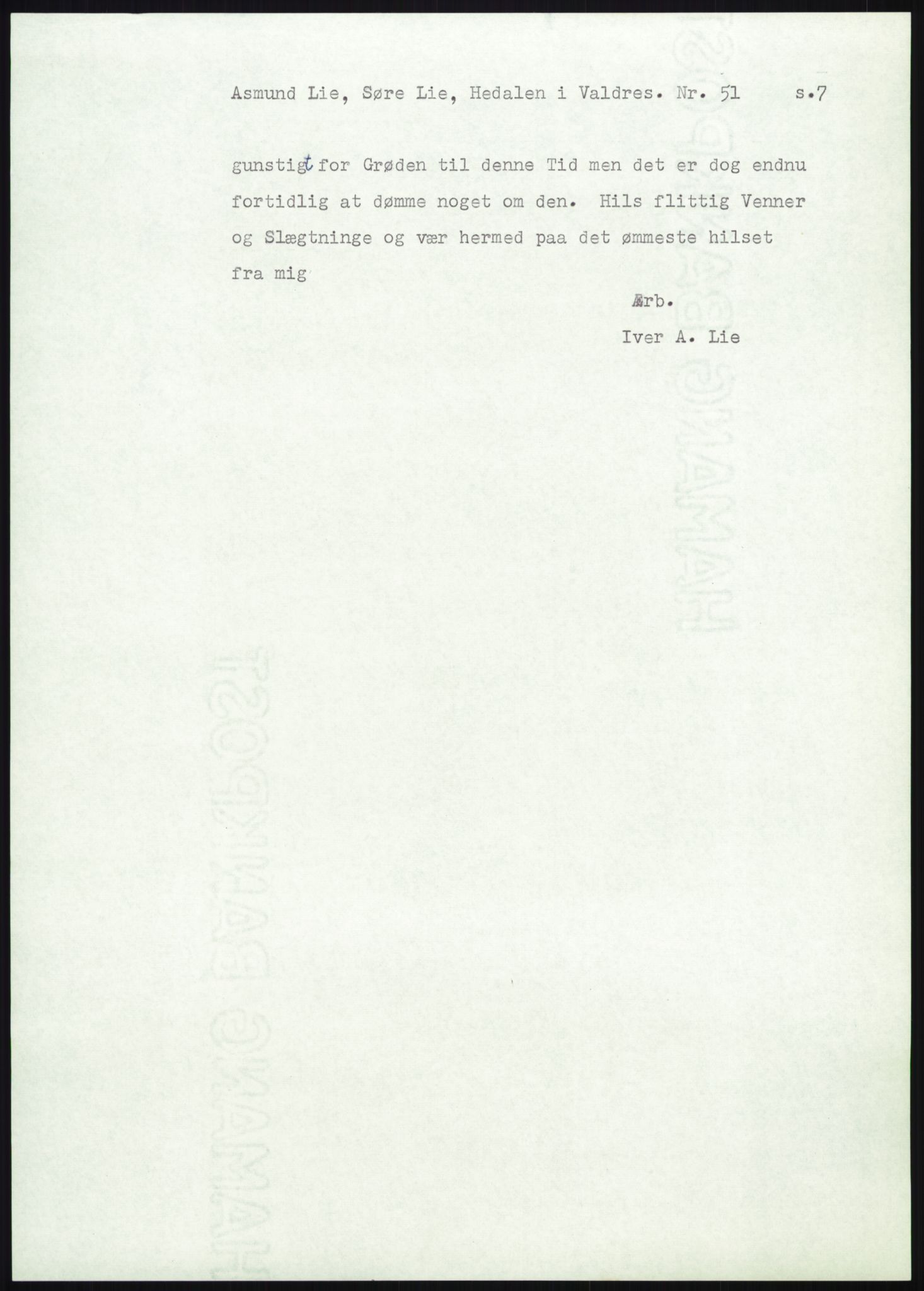 Samlinger til kildeutgivelse, Amerikabrevene, RA/EA-4057/F/L0012: Innlån fra Oppland: Lie (brevnr 1-78), 1838-1914, s. 733