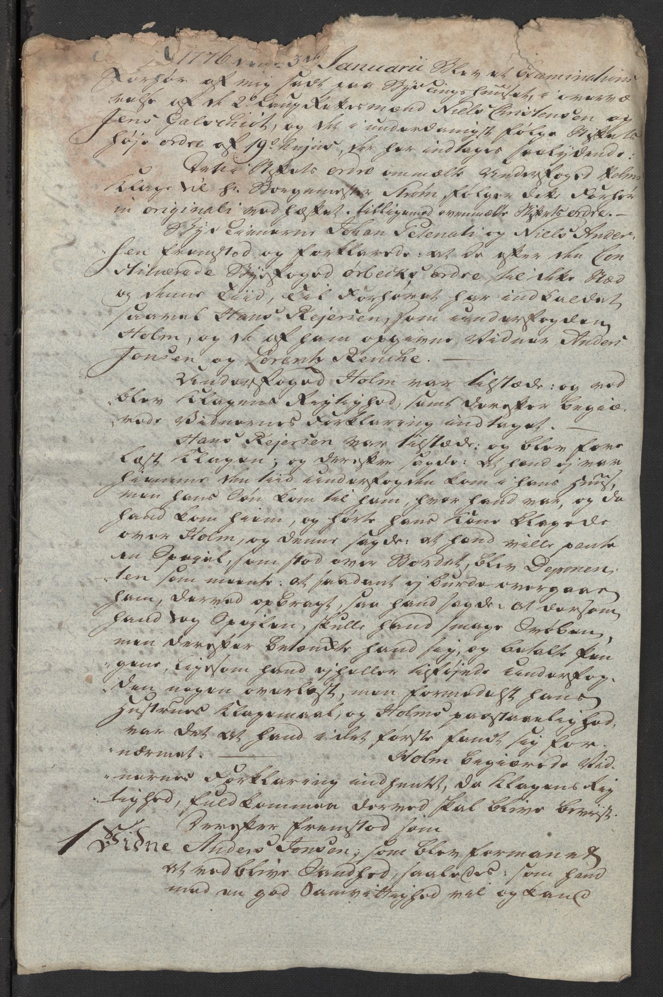 Kristiania stiftamt, SAO/A-10386/G/Gm/L0011: Domsakter og forhør, 1776, s. 37