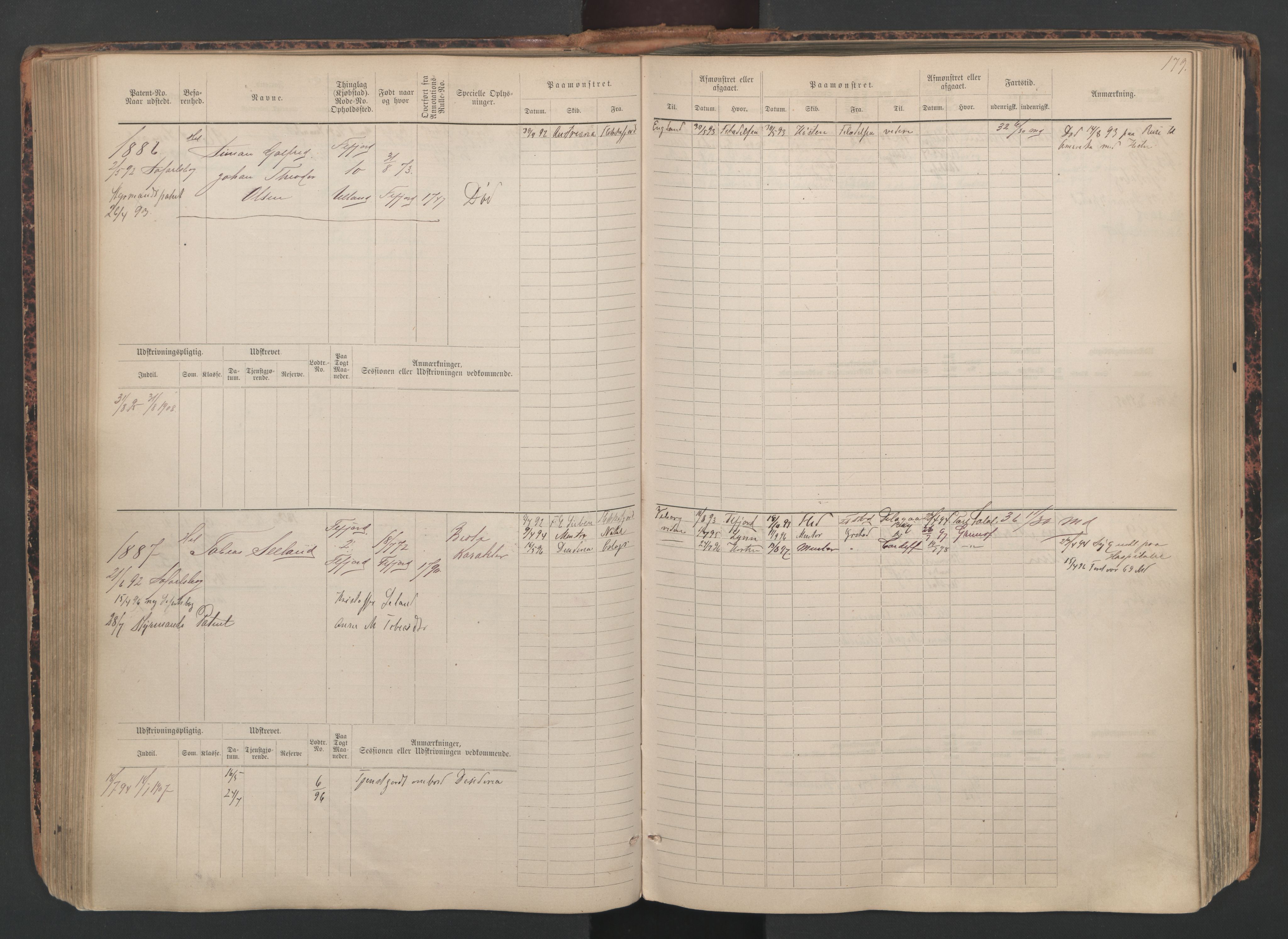 Flekkefjord mønstringskrets, AV/SAK-2031-0018/F/Fb/L0010: Hovedrulle nr 1534-2329, Æ-7, 1884-1948, s. 181