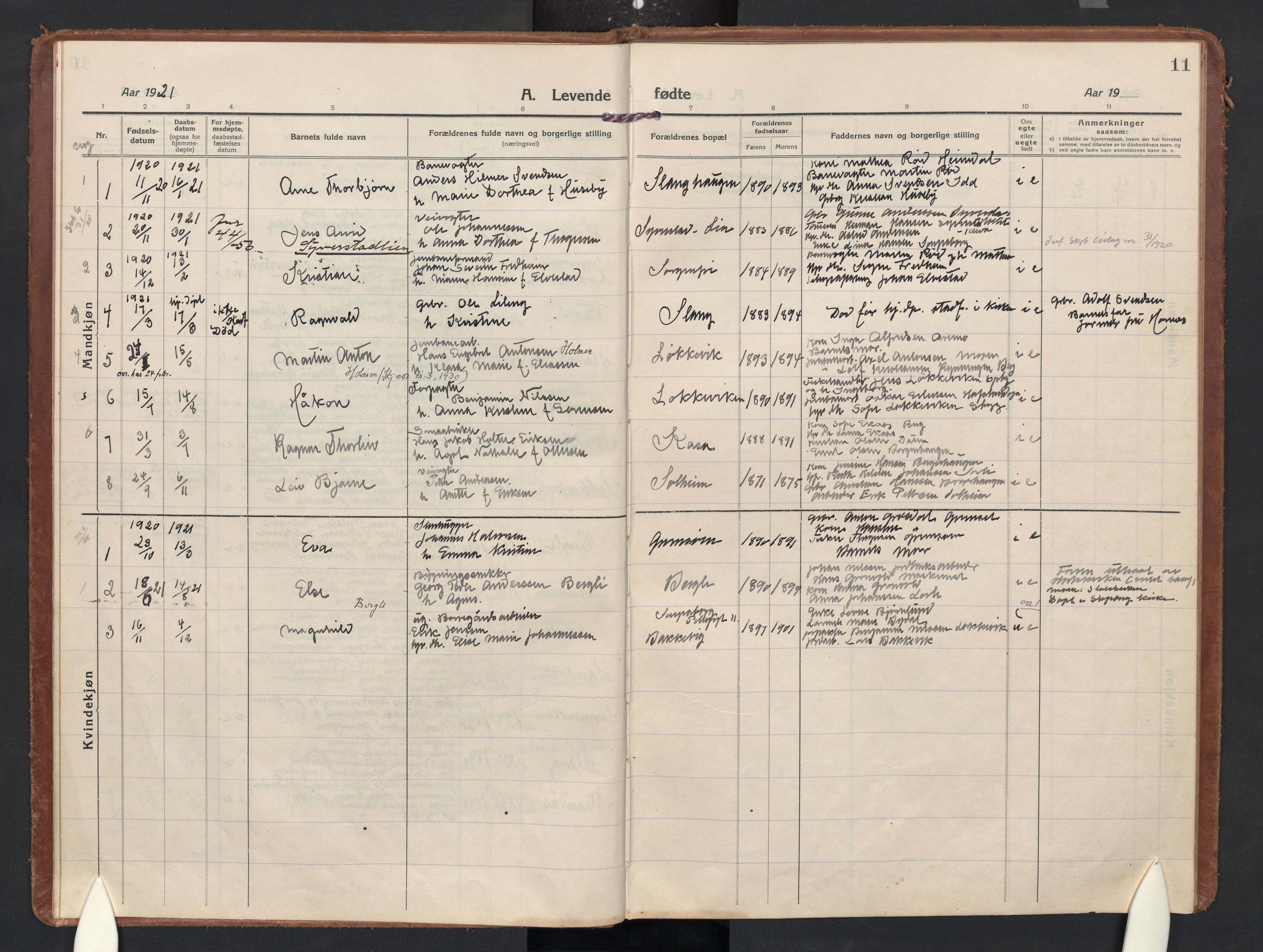 Skjeberg prestekontor Kirkebøker, AV/SAO-A-10923/F/Fc/L0003: Ministerialbok nr. III 3, 1915-1926, s. 11