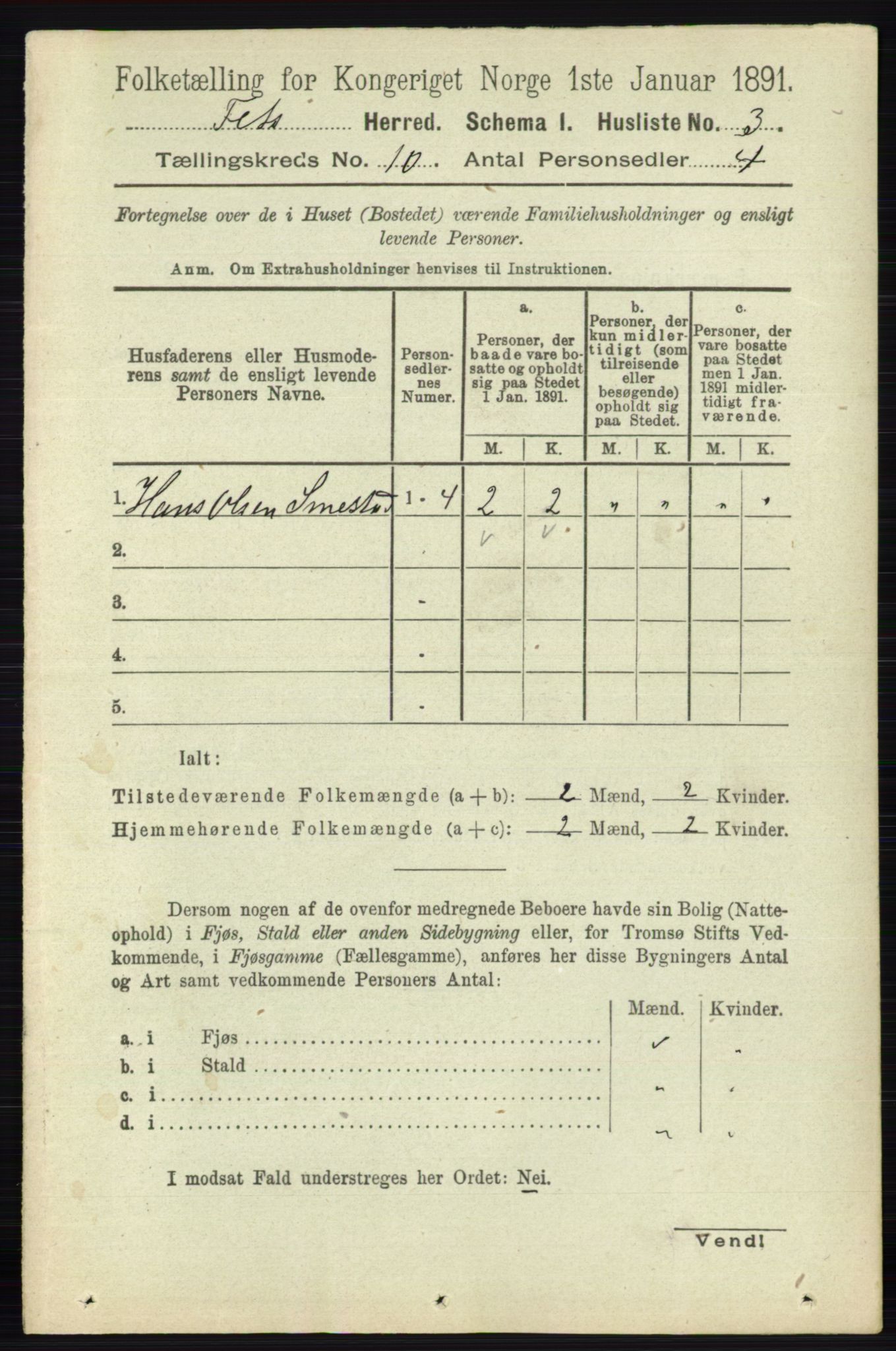 RA, Folketelling 1891 for 0227 Fet herred, 1891, s. 3951