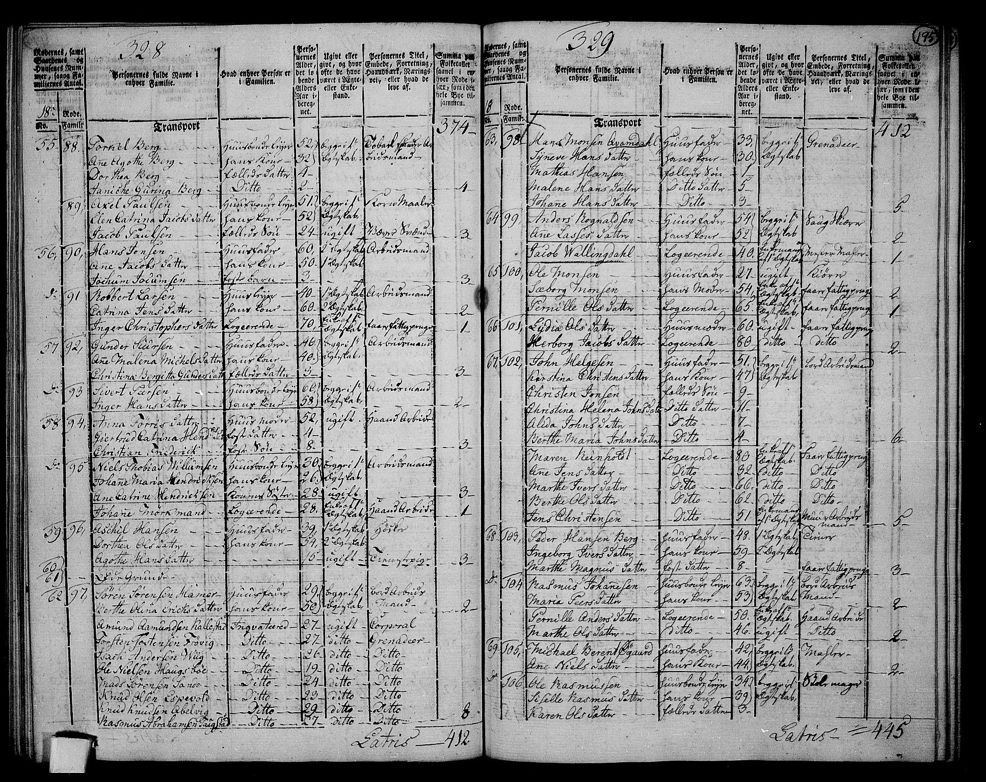 RA, Folketelling 1801 for 1301 Bergen kjøpstad, 1801, s. 194b-195a