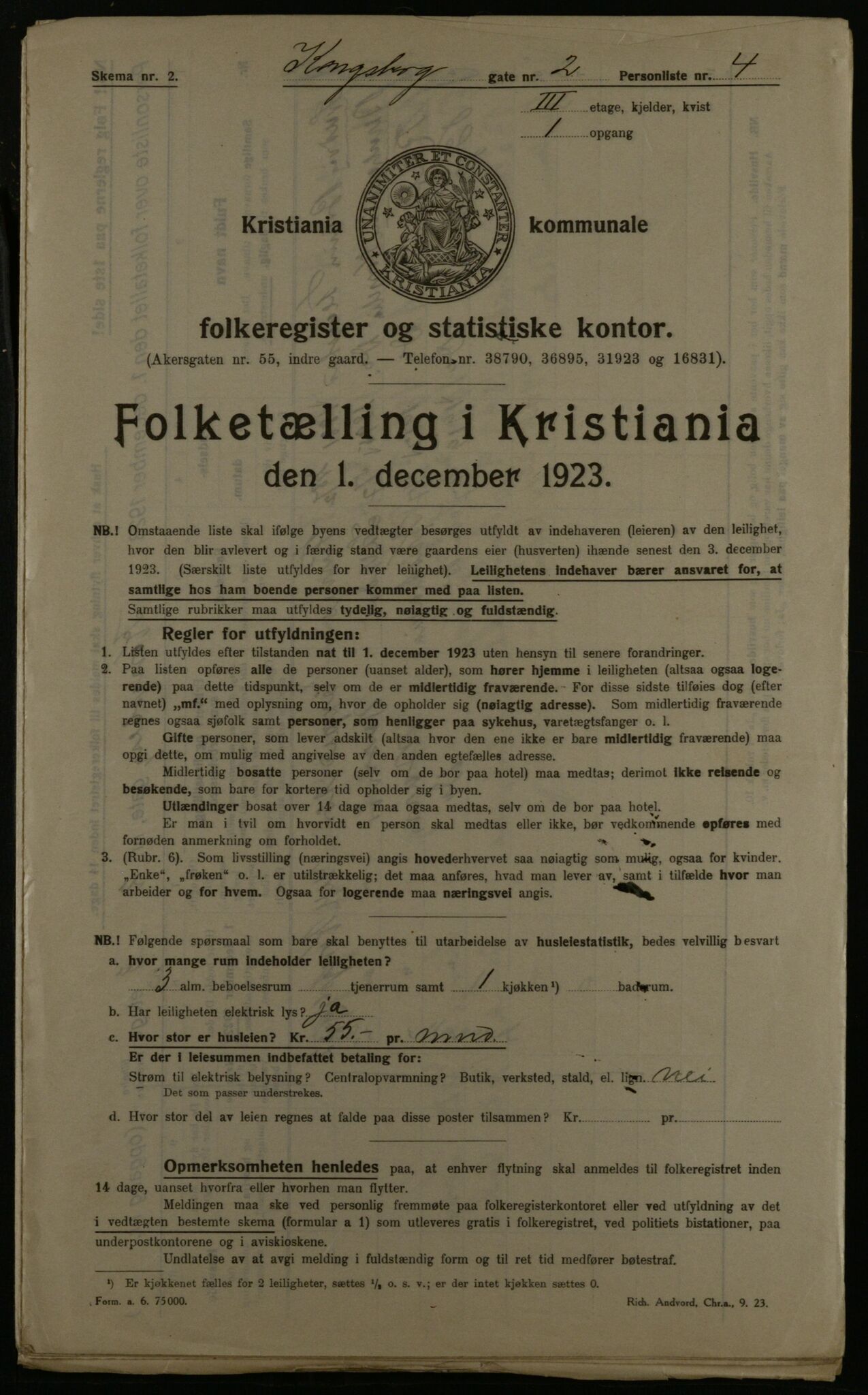 OBA, Kommunal folketelling 1.12.1923 for Kristiania, 1923, s. 58991