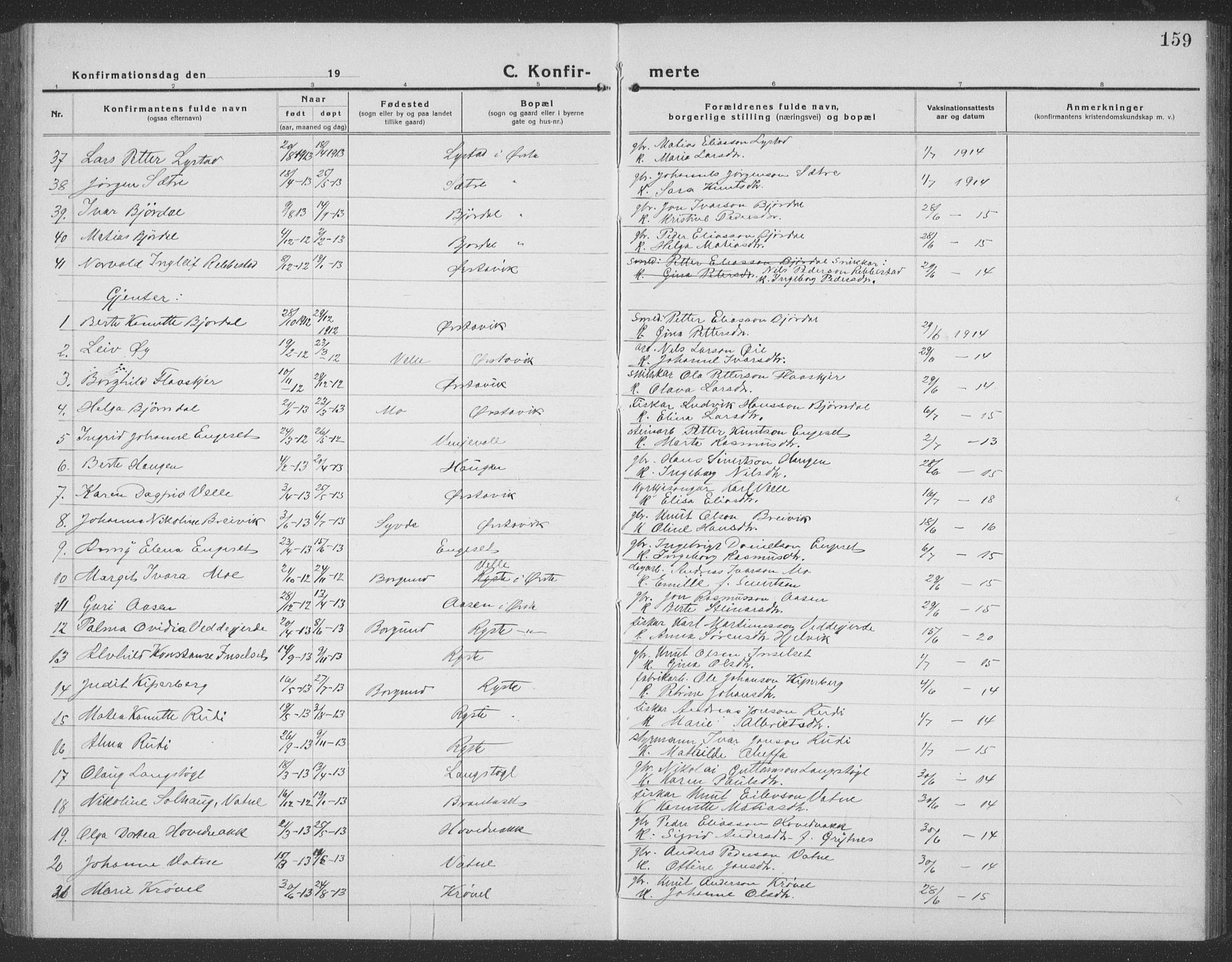 Ministerialprotokoller, klokkerbøker og fødselsregistre - Møre og Romsdal, AV/SAT-A-1454/513/L0191: Klokkerbok nr. 513C05, 1920-1941, s. 159