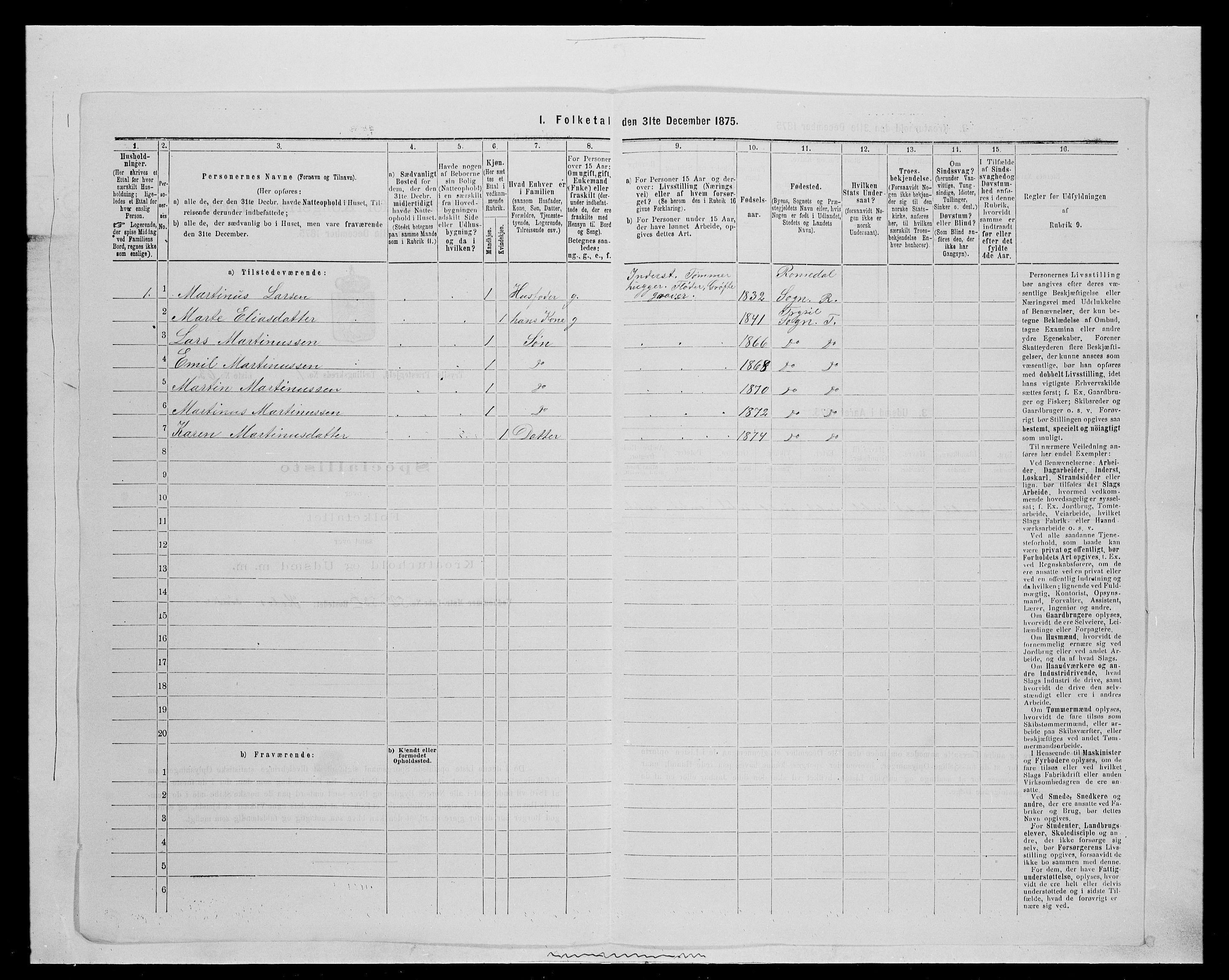 SAH, Folketelling 1875 for 0428P Trysil prestegjeld, 1875, s. 252