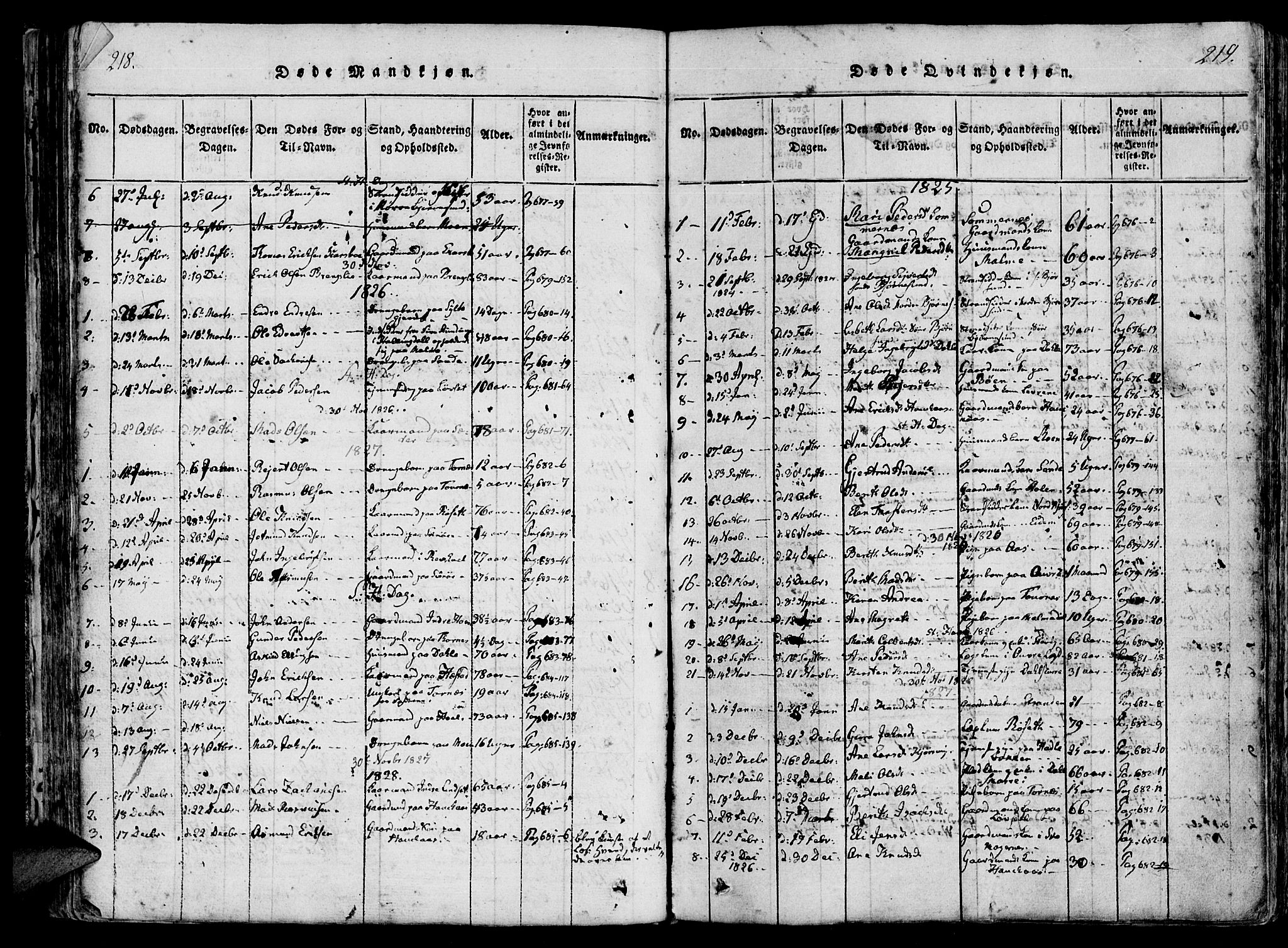 Ministerialprotokoller, klokkerbøker og fødselsregistre - Møre og Romsdal, AV/SAT-A-1454/565/L0747: Ministerialbok nr. 565A01, 1817-1844, s. 218-219