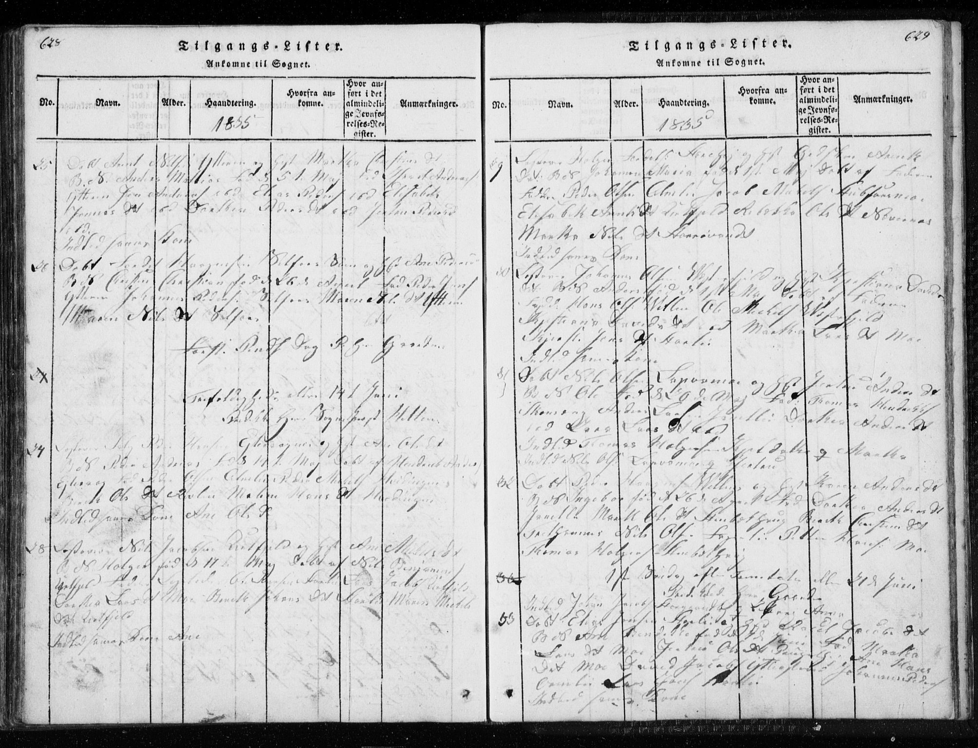 Ministerialprotokoller, klokkerbøker og fødselsregistre - Nordland, AV/SAT-A-1459/827/L0412: Klokkerbok nr. 827C01, 1820-1841, s. 628-629