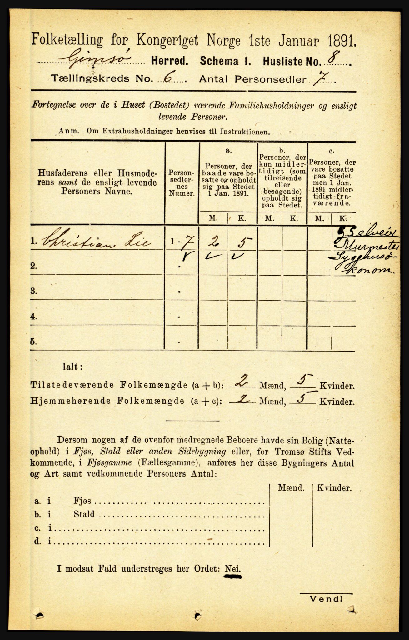 RA, Folketelling 1891 for 1864 Gimsøy herred, 1891, s. 977