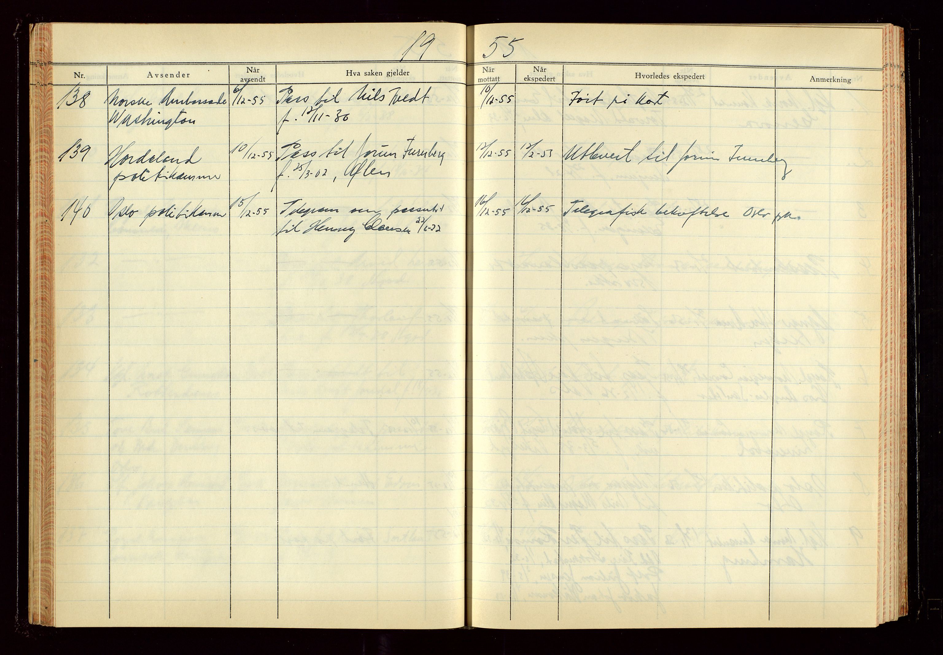 Haugesund politikammer, AV/SAST-A-100440/K/L0007: Passjournal (16 12 53-07 1065), 1953-1965, s. 50