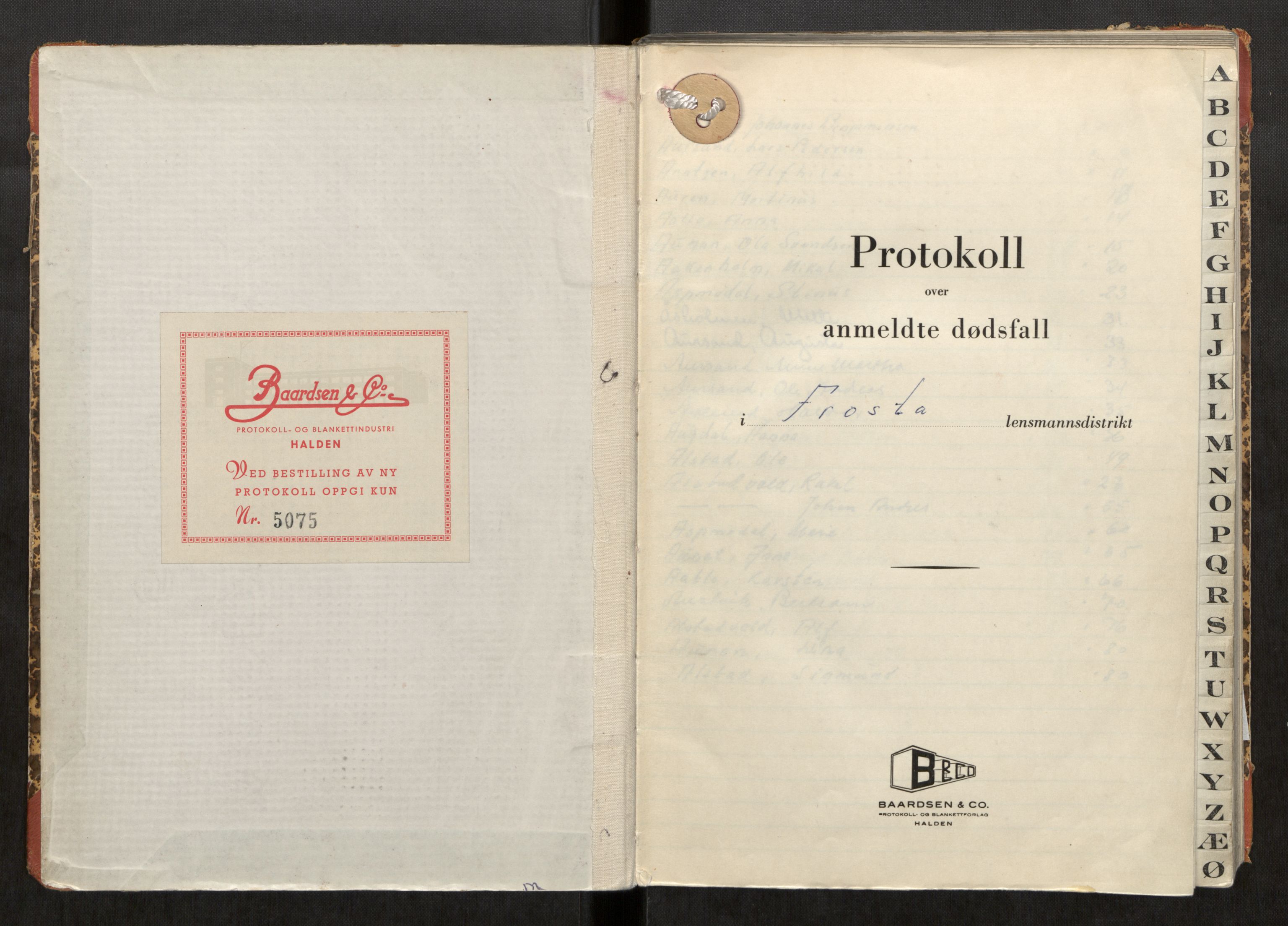 Frosta lensmannskontor, SAT/A-1023/3/Ga/L0003: Dødsfallsprotokoll, 1948-1960