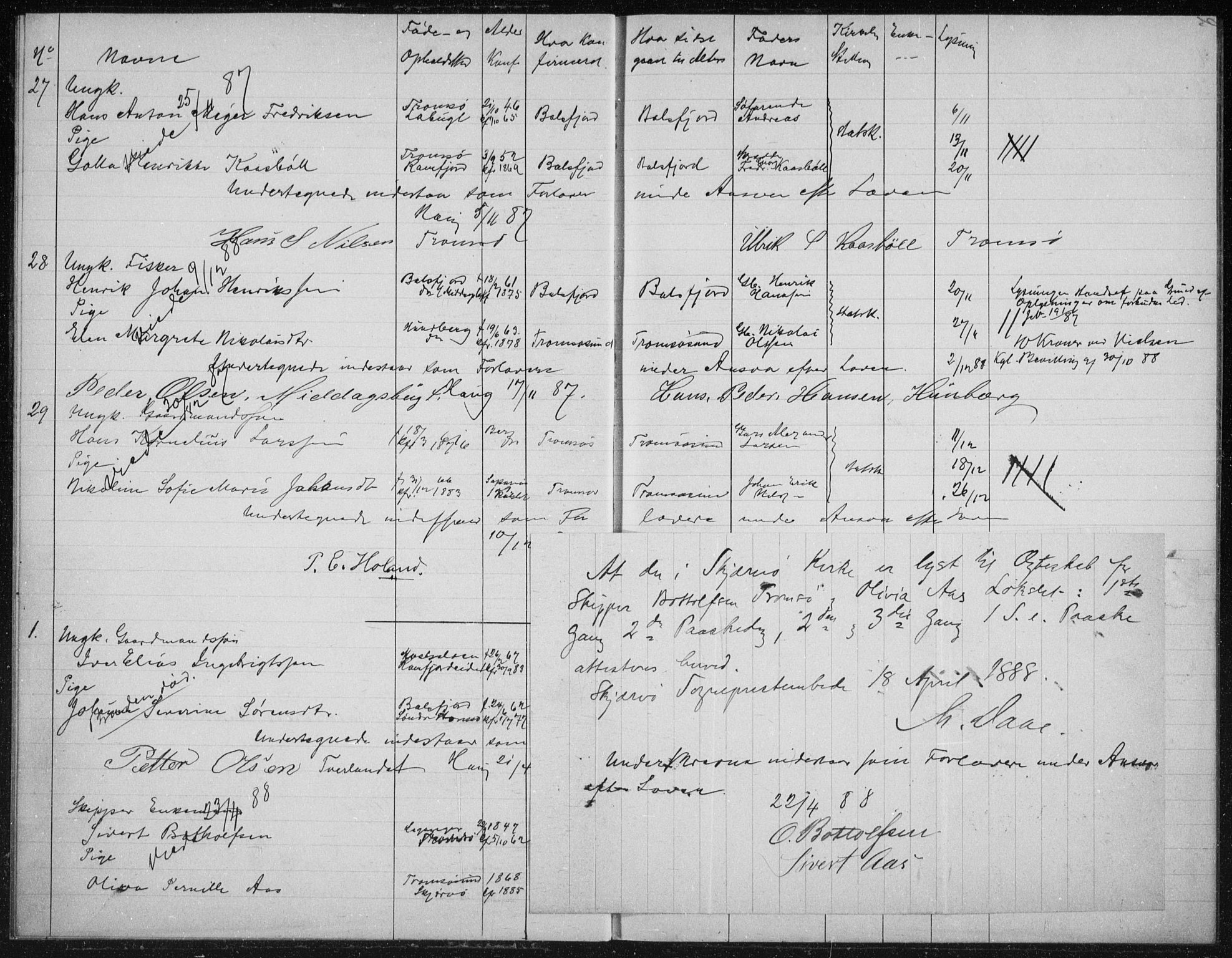 Tromsøysund sokneprestkontor, AV/SATØ-S-1304/H/Hc/L0057: Lysningsprotokoll nr. 57, 1887-1894