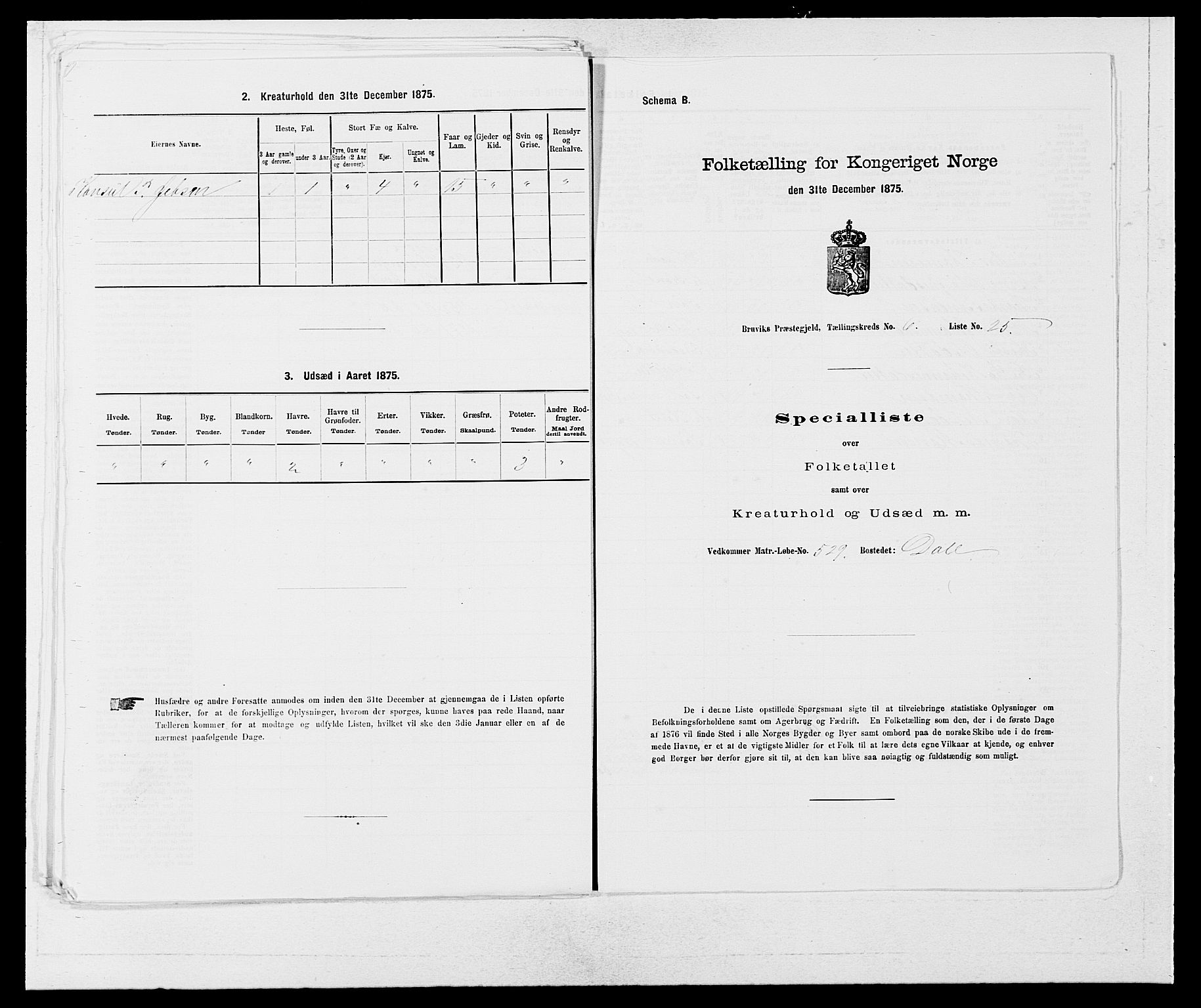 SAB, Folketelling 1875 for 1251P Bruvik prestegjeld, 1875, s. 487