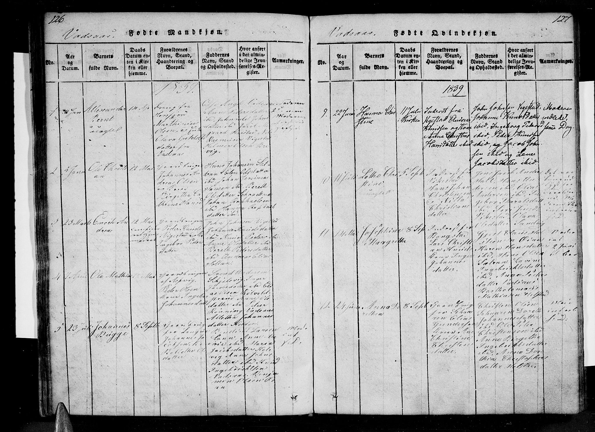 Ministerialprotokoller, klokkerbøker og fødselsregistre - Nordland, AV/SAT-A-1459/810/L0142: Ministerialbok nr. 810A06 /1, 1819-1841, s. 126-127