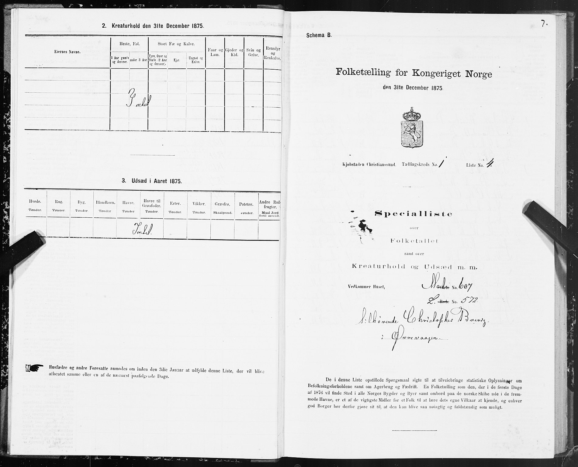 SAT, Folketelling 1875 for 1503B Kristiansund prestegjeld, Kristiansund kjøpstad, 1875, s. 1007