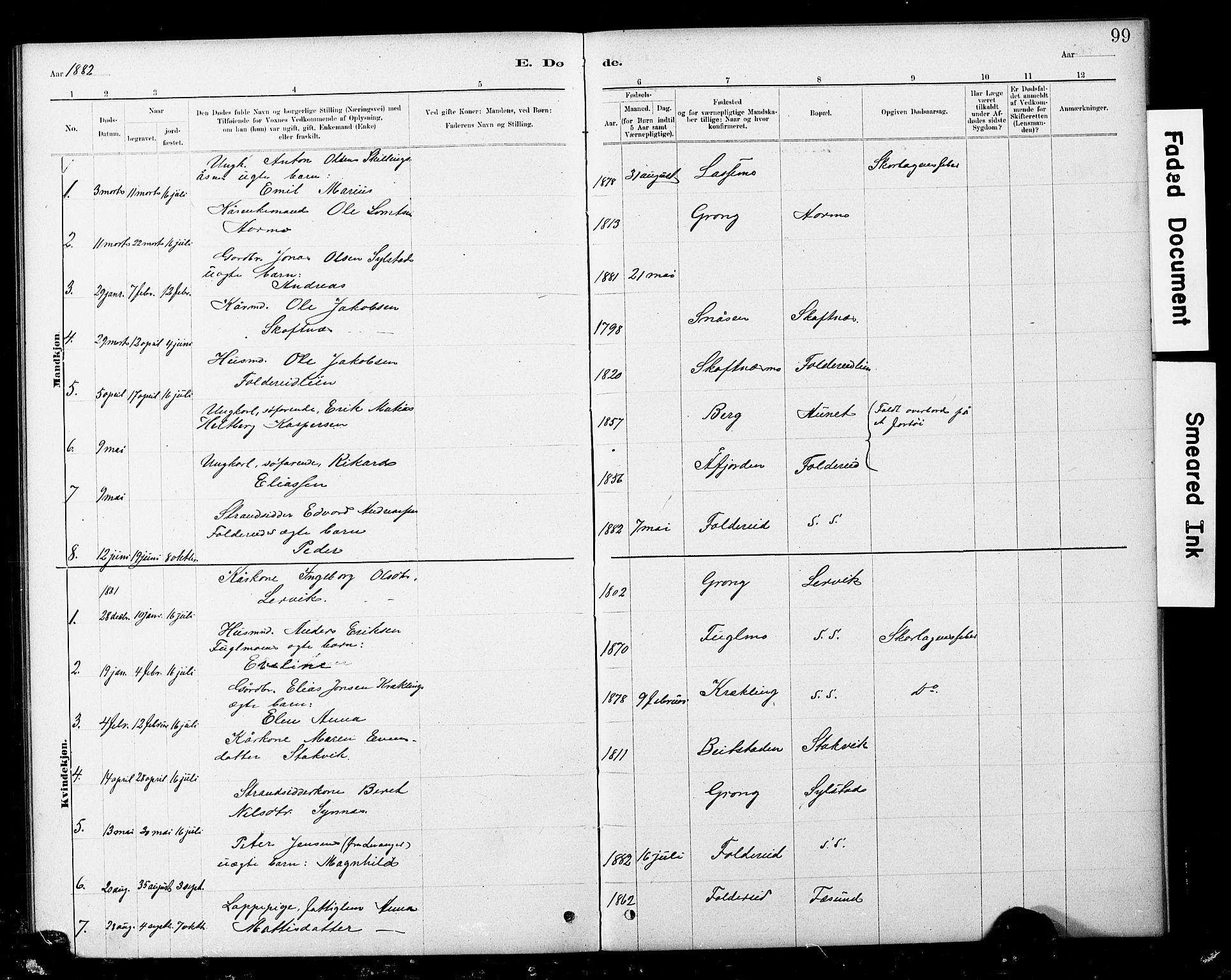Ministerialprotokoller, klokkerbøker og fødselsregistre - Nord-Trøndelag, SAT/A-1458/783/L0661: Klokkerbok nr. 783C01, 1878-1893, s. 99