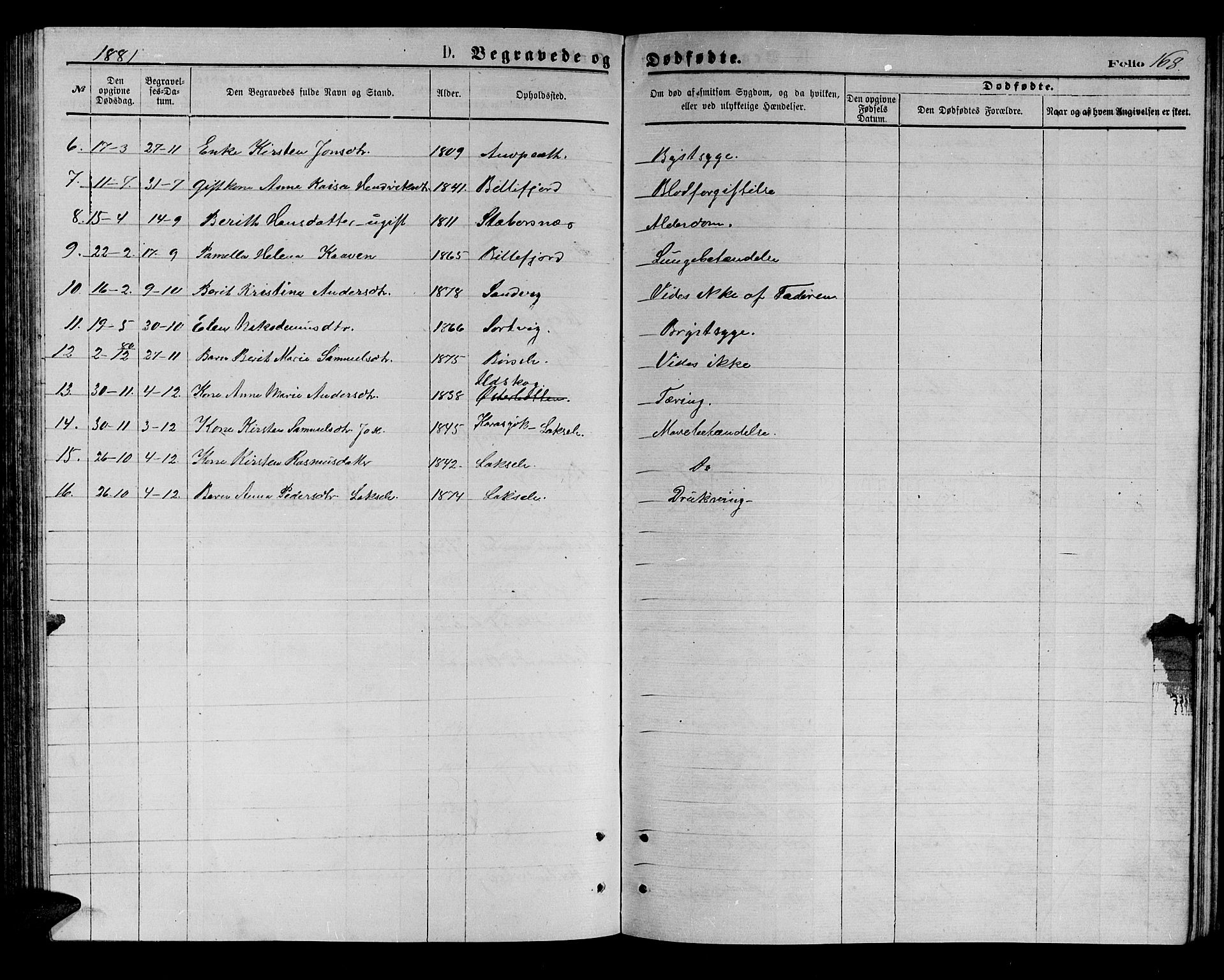 Kistrand/Porsanger sokneprestembete, AV/SATØ-S-1351/H/Hb/L0003.klokk: Klokkerbok nr. 3, 1874-1885, s. 168
