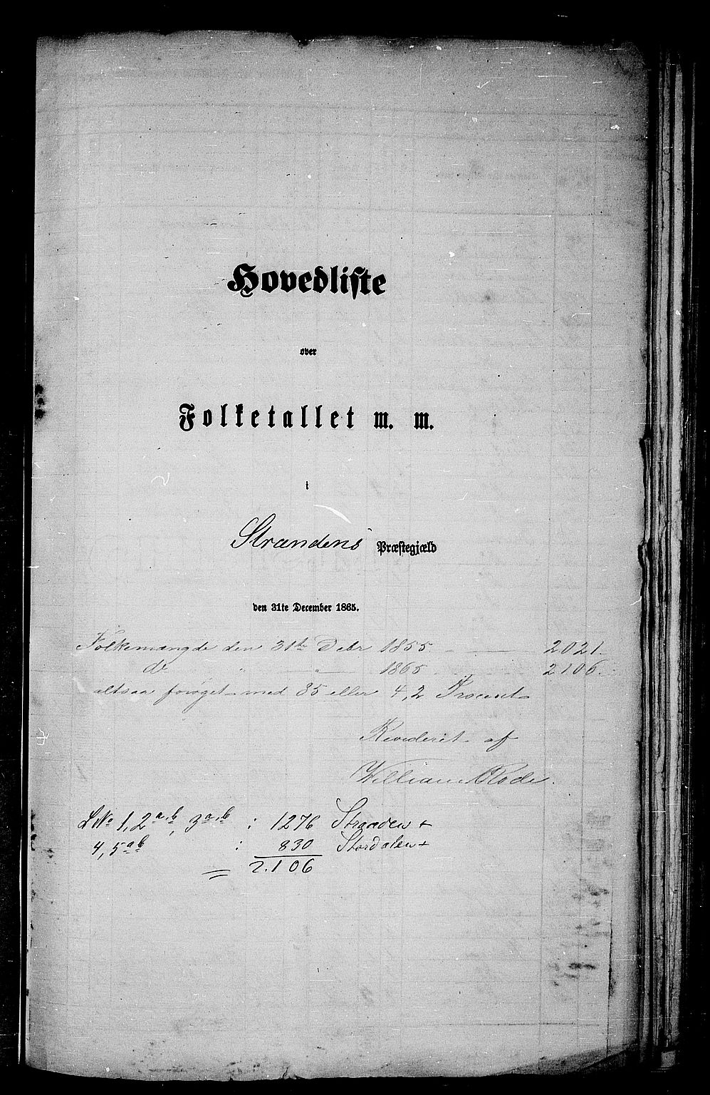 RA, Folketelling 1865 for 1525P Stranda prestegjeld, 1865, s. 1