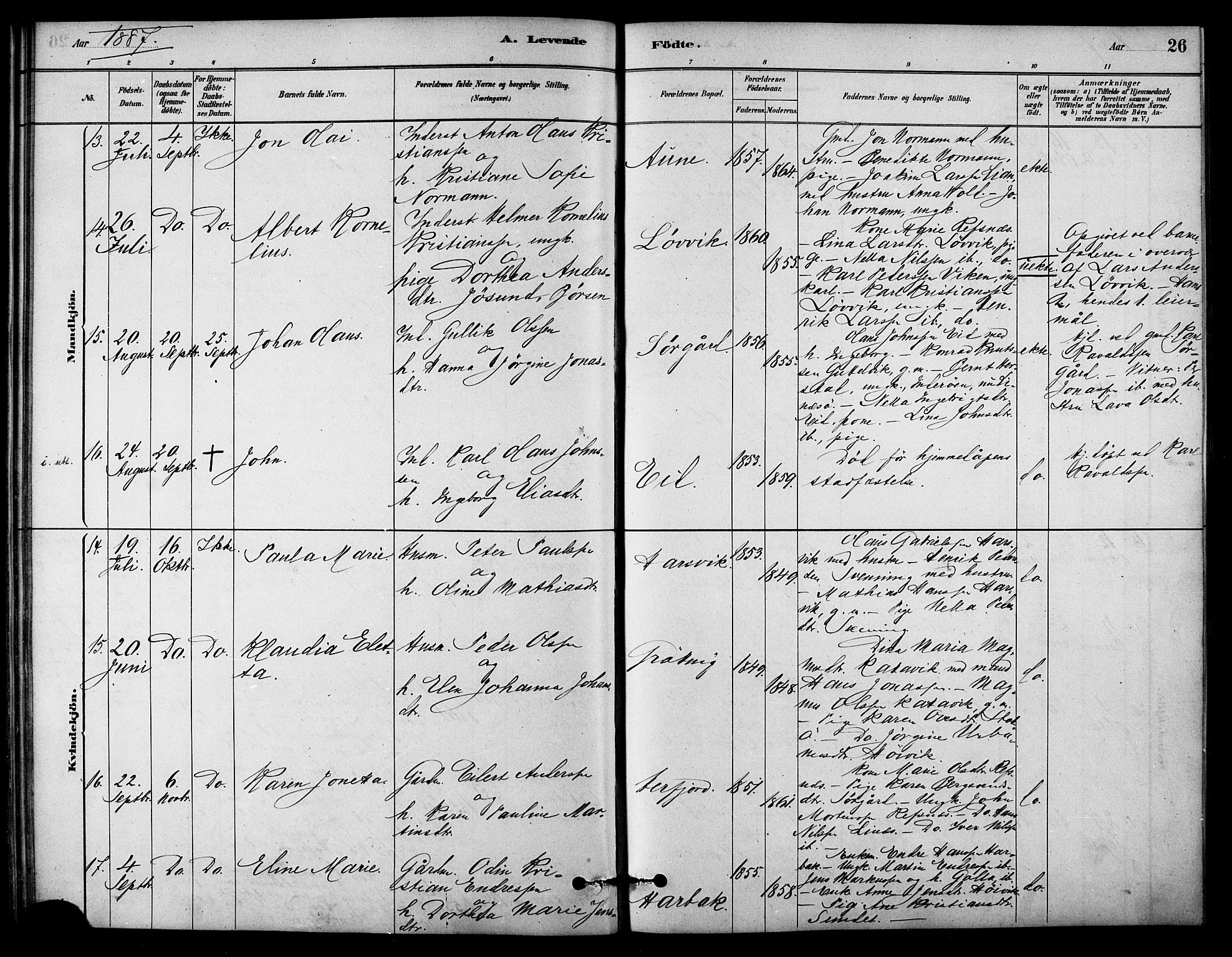 Ministerialprotokoller, klokkerbøker og fødselsregistre - Sør-Trøndelag, AV/SAT-A-1456/656/L0692: Ministerialbok nr. 656A01, 1879-1893, s. 26