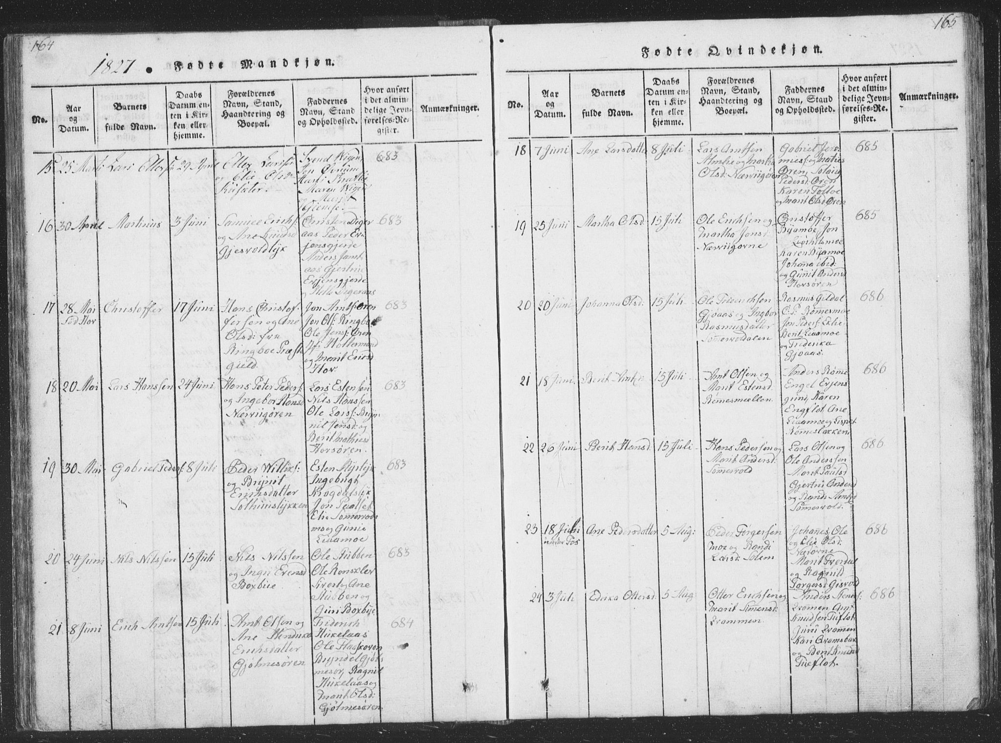 Ministerialprotokoller, klokkerbøker og fødselsregistre - Sør-Trøndelag, AV/SAT-A-1456/668/L0816: Klokkerbok nr. 668C05, 1816-1893, s. 164-165