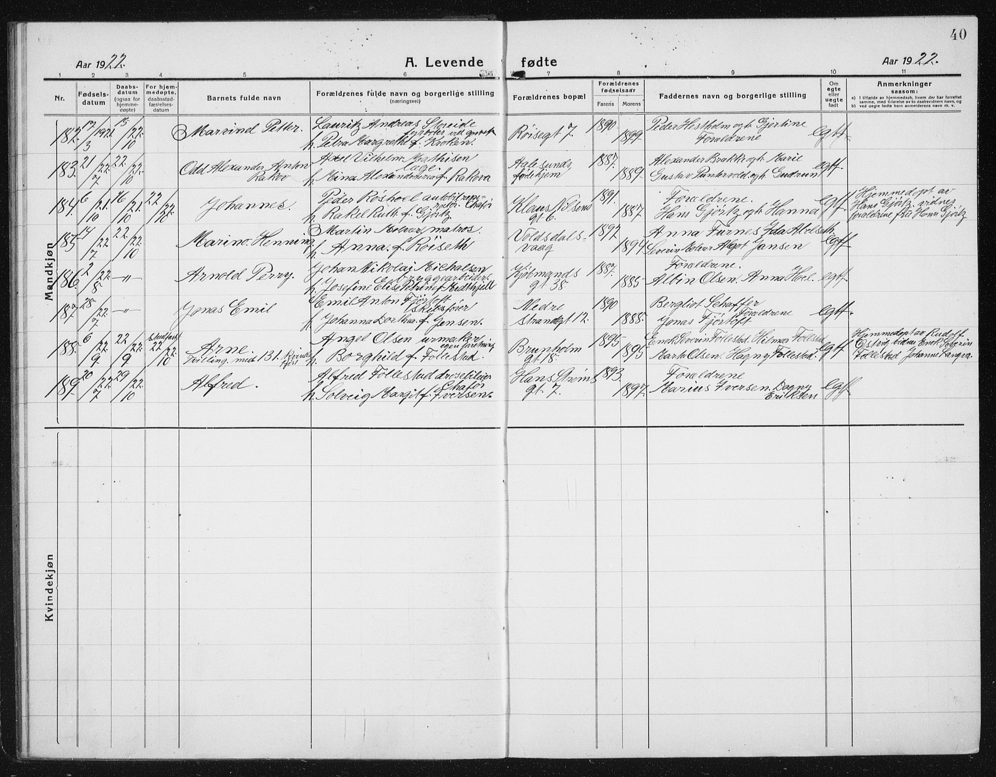 Ministerialprotokoller, klokkerbøker og fødselsregistre - Møre og Romsdal, SAT/A-1454/529/L0475: Klokkerbok nr. 529C12, 1921-1934, s. 40