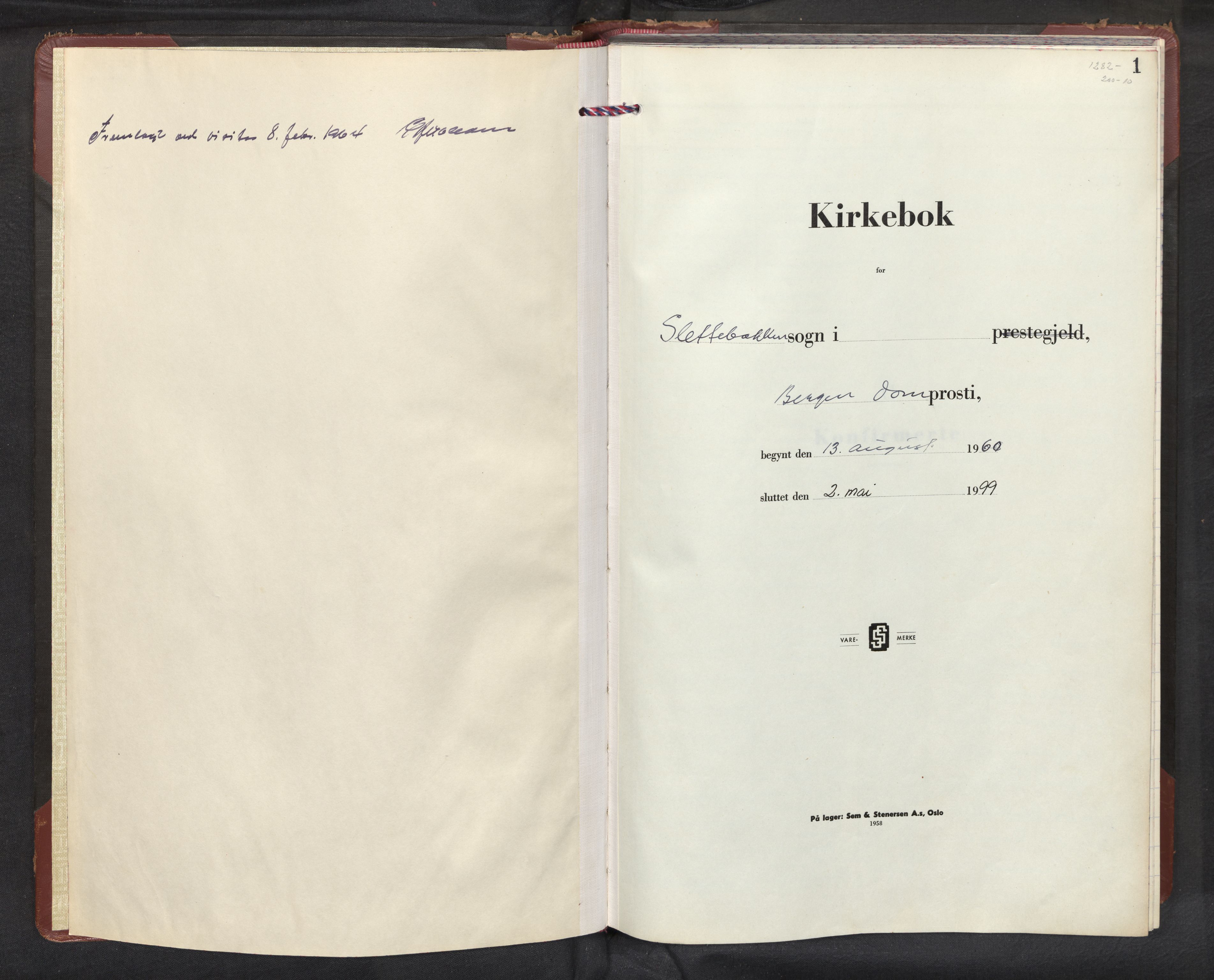 Slettebakken Sokneprestembete, SAB/A-77901/H/Haa: Ministerialbok nr. B 1, 1960-1999, s. 0b-1a