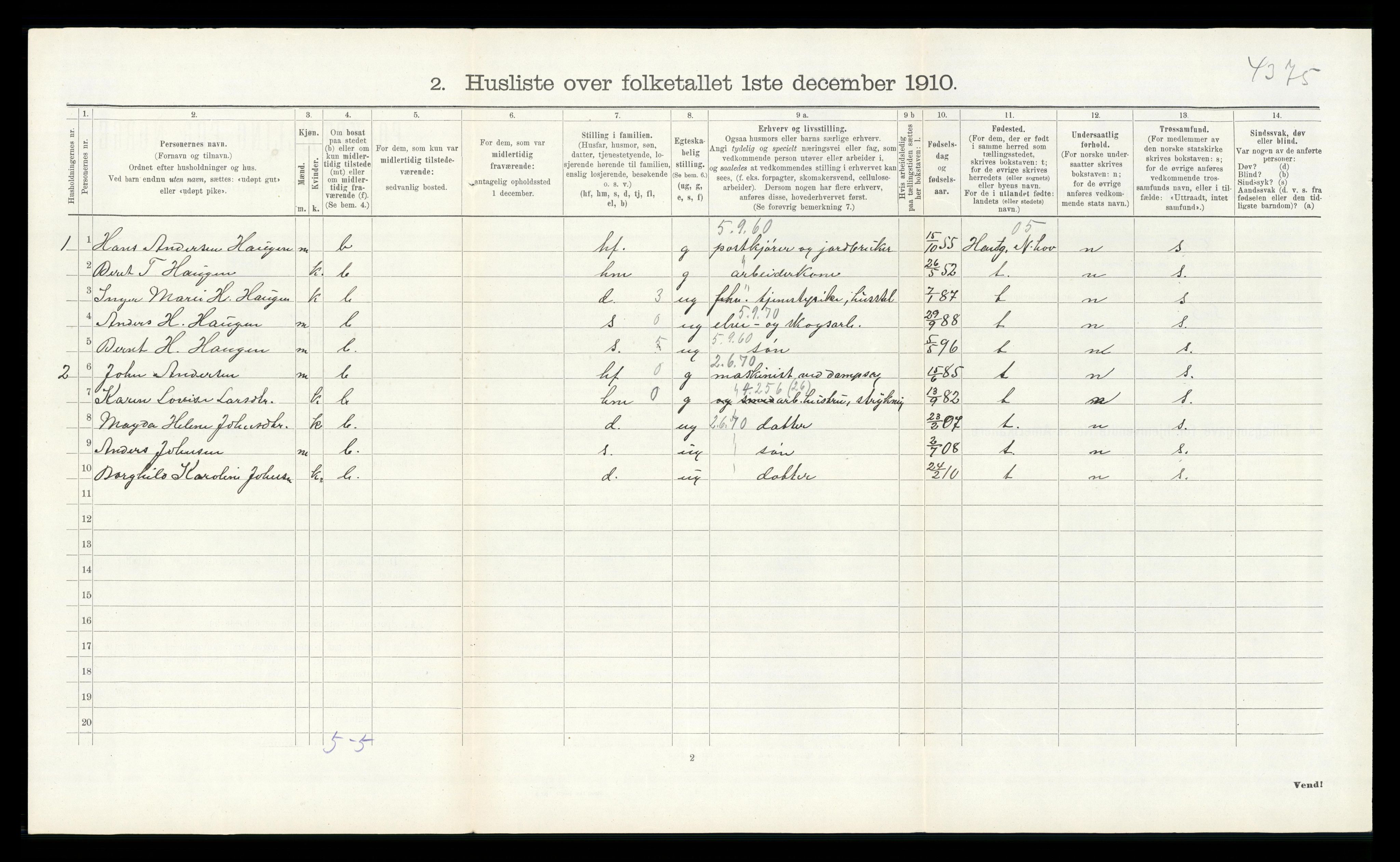 RA, Folketelling 1910 for 0614 Ådal herred, 1910, s. 178