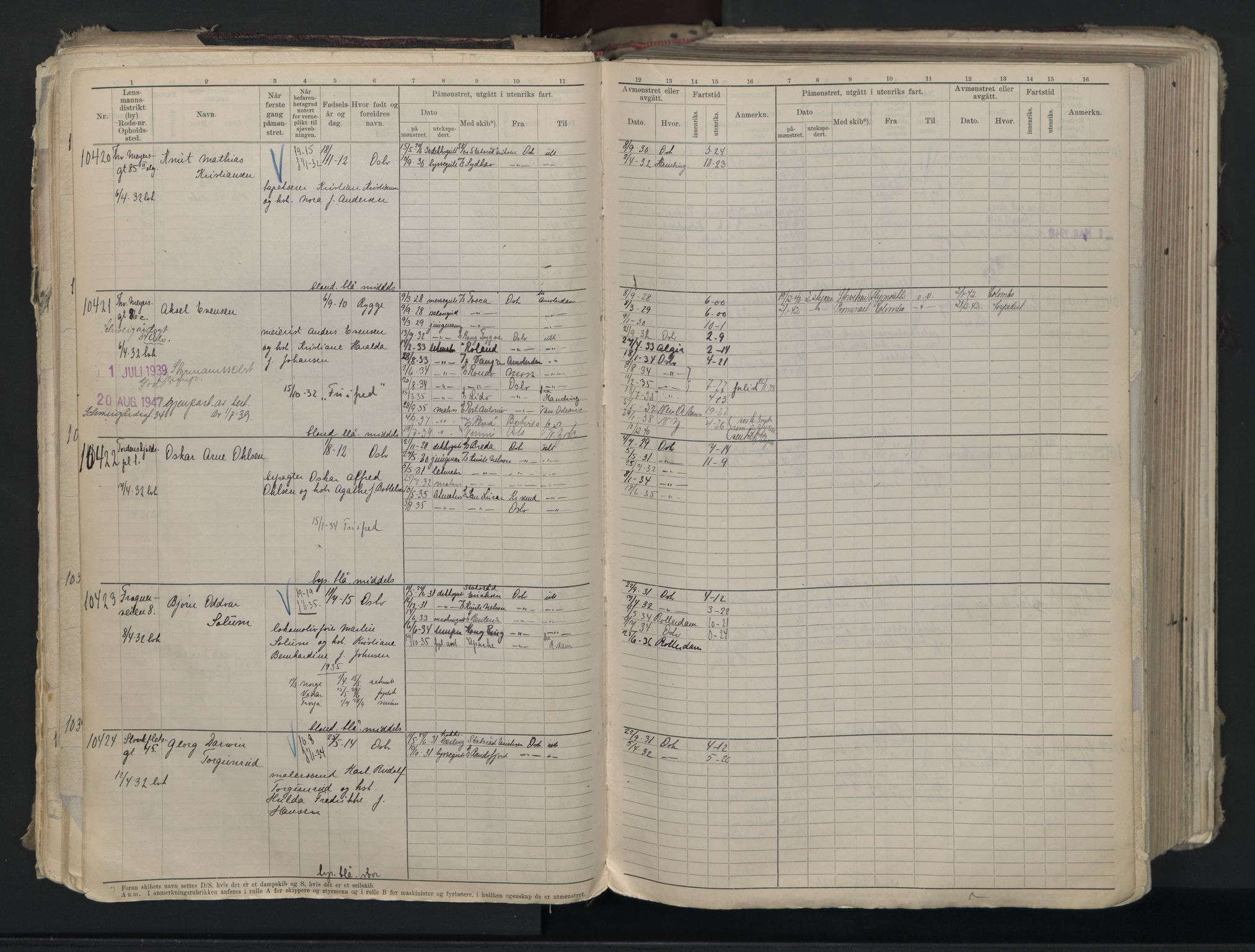 Oslo sjømannskontor, SAO/A-10595/F/Fc/L0007: Hovedrulle, 1930-1948, s. 81