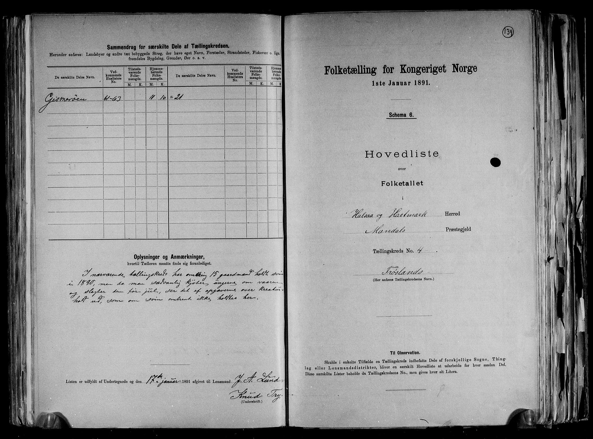 RA, Folketelling 1891 for 1019 Halse og Harkmark herred, 1891, s. 10