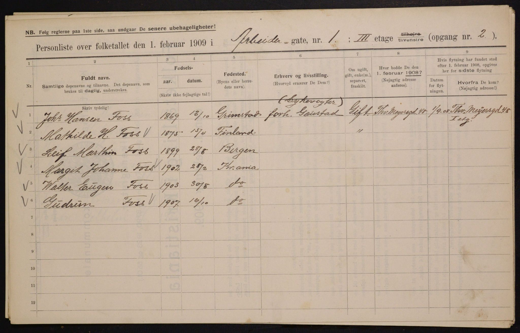 OBA, Kommunal folketelling 1.2.1909 for Kristiania kjøpstad, 1909, s. 1429
