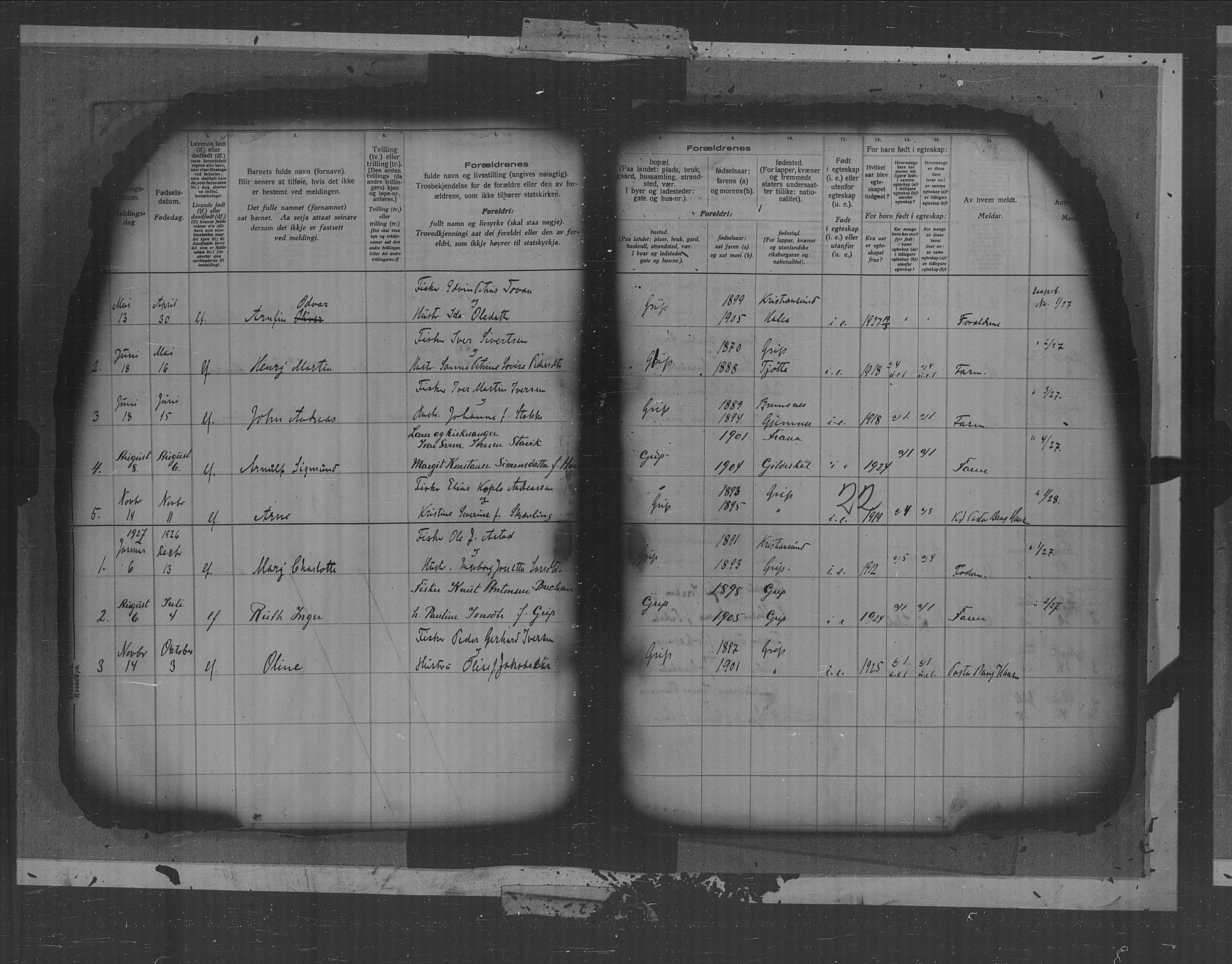 Kristiansund sokneprestkontor, AV/SAT-A-1068/1/II/II4: Fødselsregister nr. 38, 1916-1950, s. 22