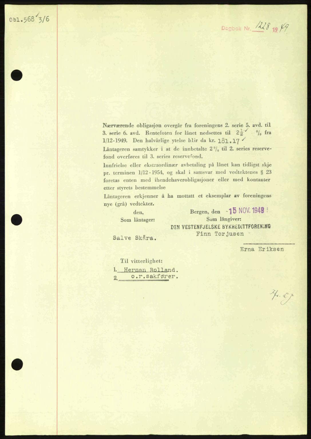 Dalane sorenskriveri, SAST/A-100309/02/G/Gb/L0057: Pantebok nr. B6-11, 1946-1950, Dagboknr: 1228/1949