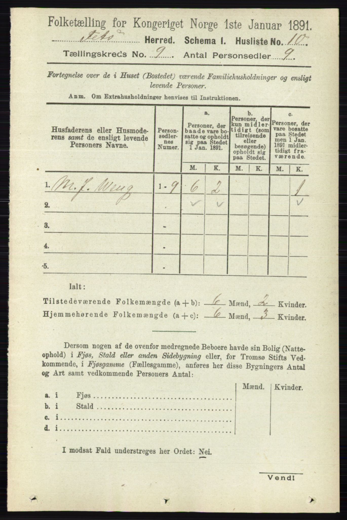 RA, Folketelling 1891 for 0227 Fet herred, 1891, s. 3424