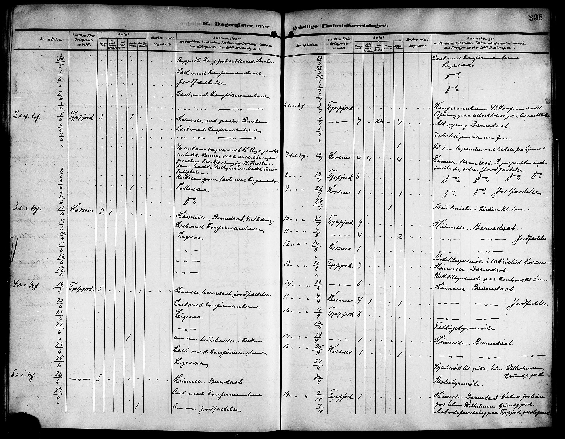 Ministerialprotokoller, klokkerbøker og fødselsregistre - Nordland, AV/SAT-A-1459/861/L0877: Klokkerbok nr. 861C03, 1903-1919, s. 338