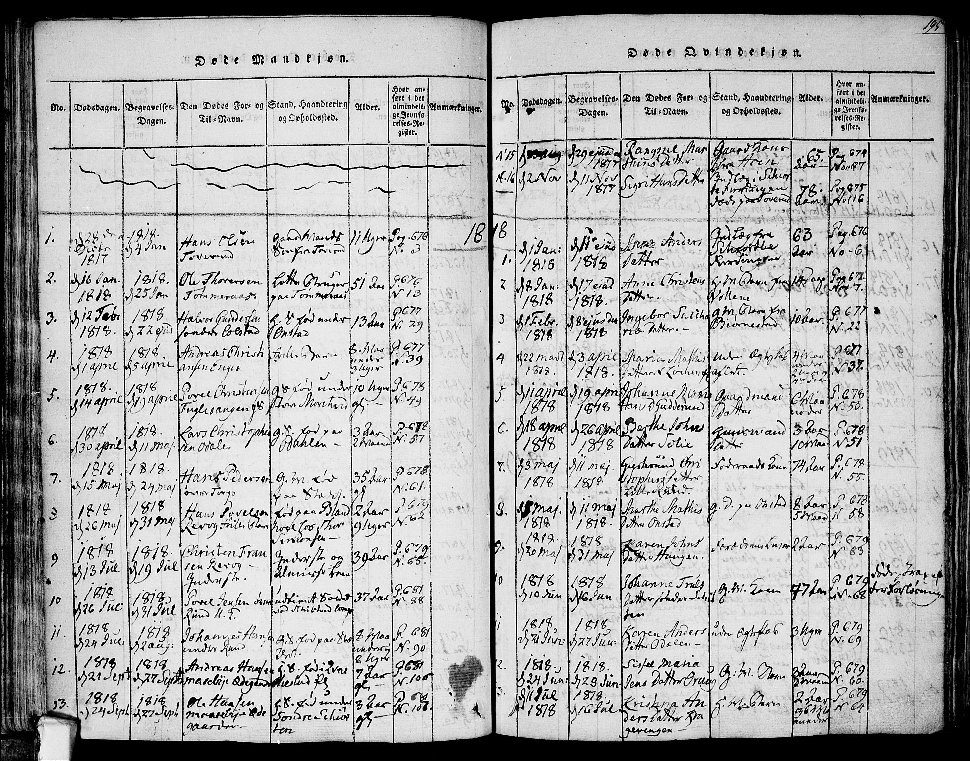 Askim prestekontor Kirkebøker, AV/SAO-A-10900/F/Fa/L0004: Ministerialbok nr. 4, 1817-1846, s. 194-195