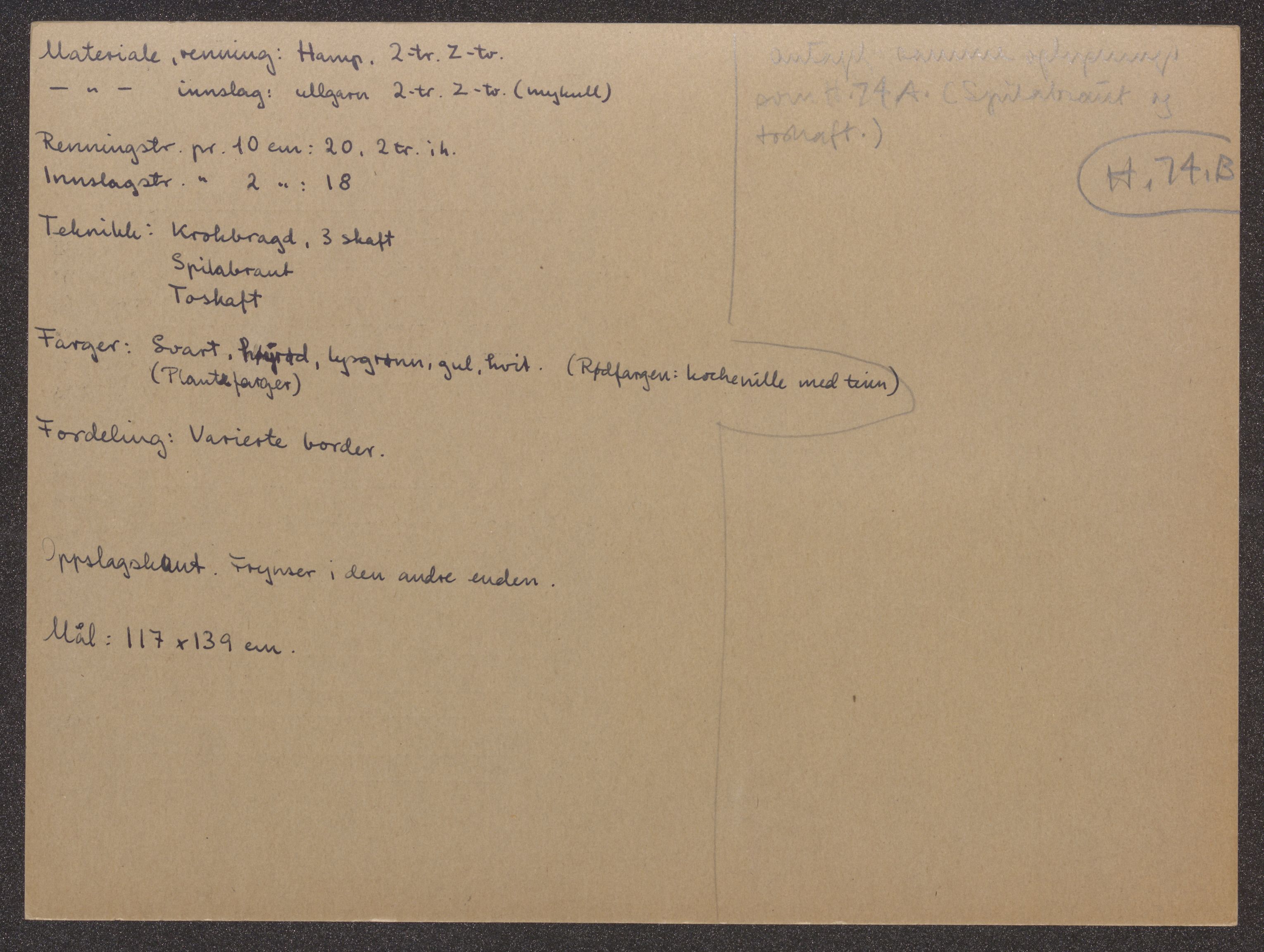 Åkleprosjektet 1957, UMB/A008/F/Fa/L0001/0003: Registreringskort Smettåkle A-H / Smettåkler H, 1957