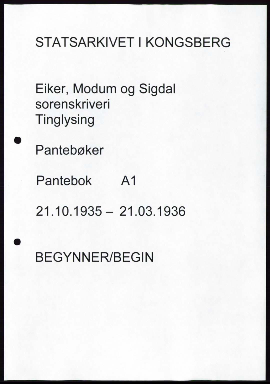 Eiker, Modum og Sigdal sorenskriveri, SAKO/A-123/G/Ga/Gab/L0031: Pantebok nr. A1, 1935-1936