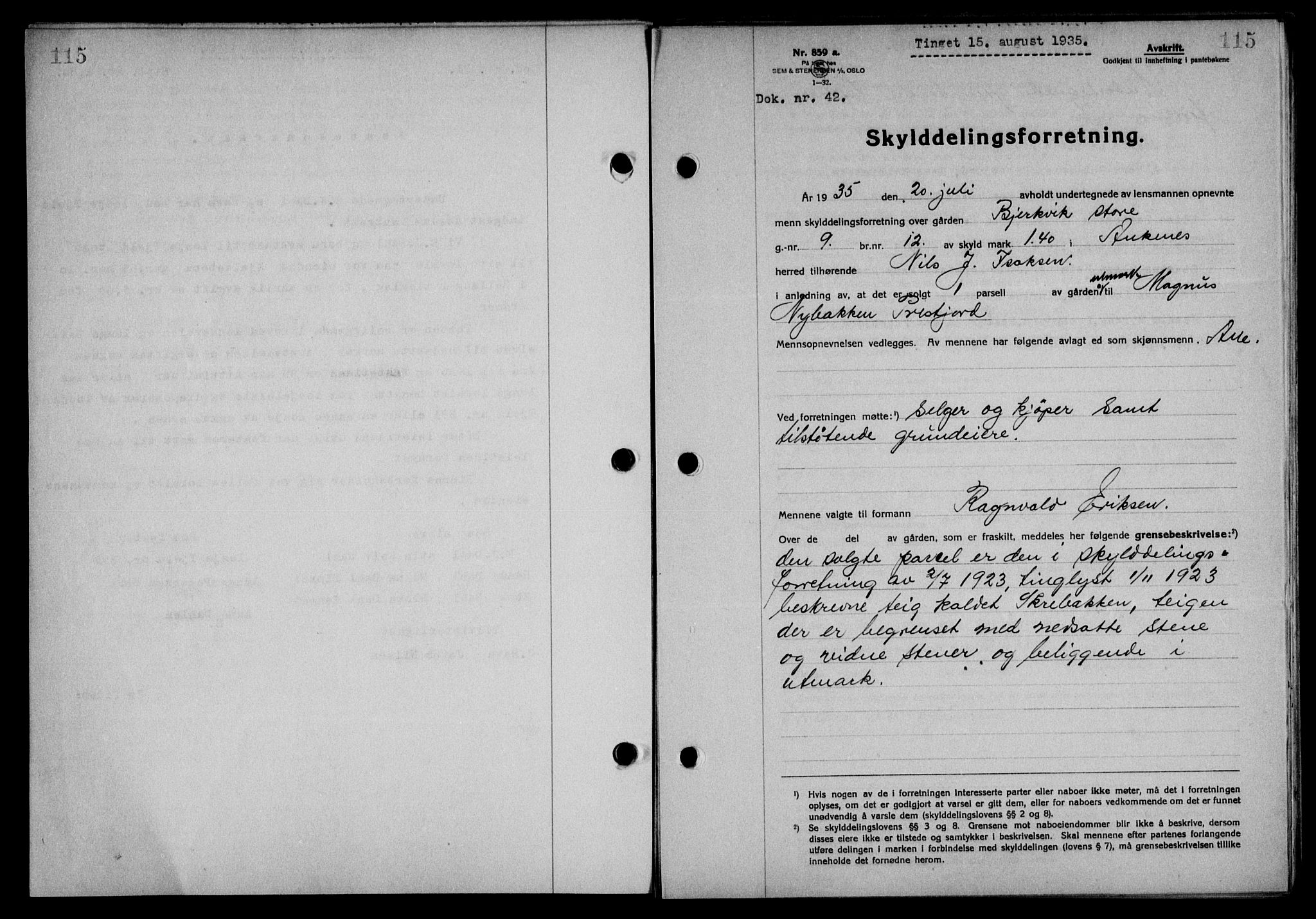 Steigen og Ofoten sorenskriveri, AV/SAT-A-0030/1/2/2C/L0026: Pantebok nr. 30, 1935-1936, Tingl.dato: 15.08.1935