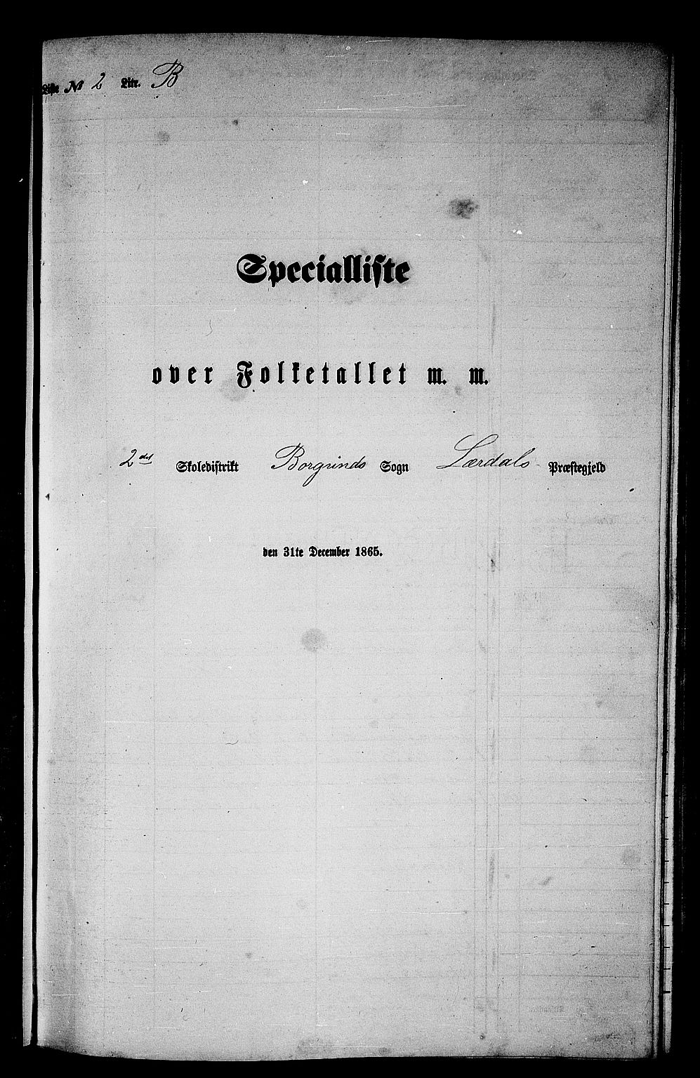 RA, Folketelling 1865 for 1422P Lærdal prestegjeld, 1865, s. 45